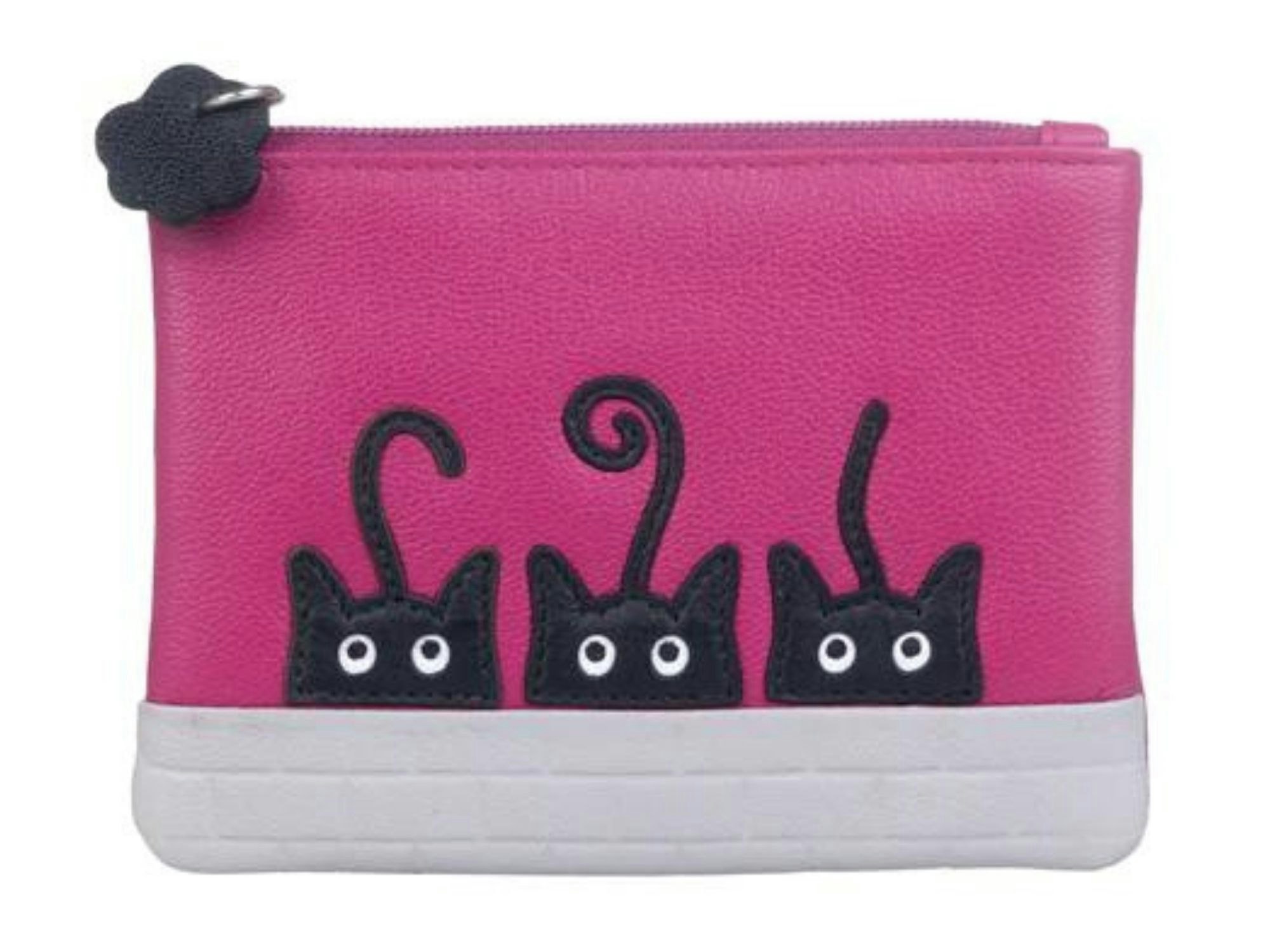 Mala Leather Pink Peek-A-Boo Cats Rfid Leather Coin Purse