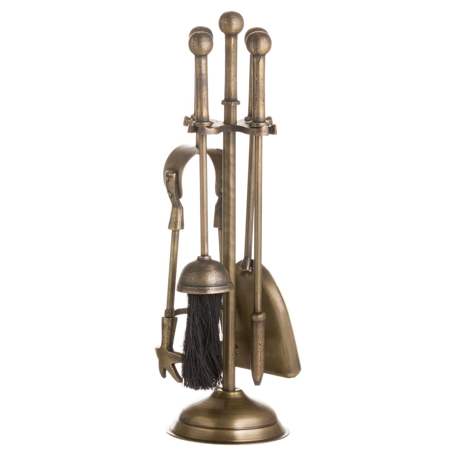 Hill Interiors Ball Topped Companion Set - Antique Brass - Antique Brass - One Size - 100% Metal