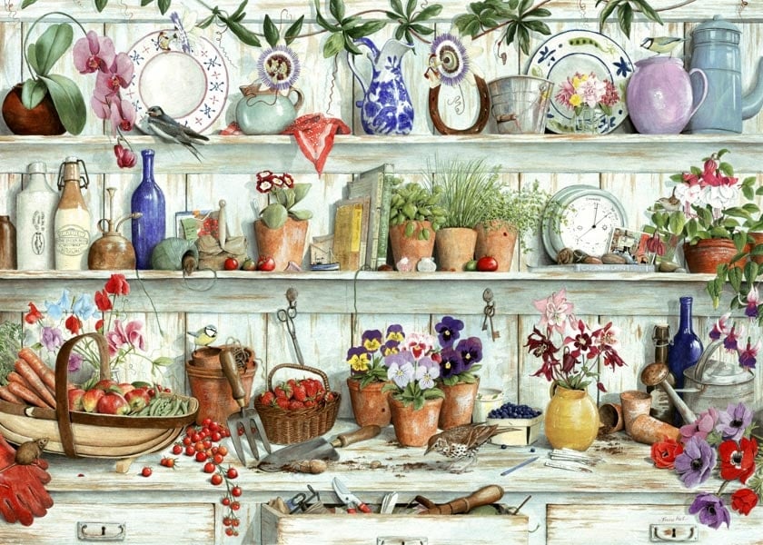 The House of Puzzles Posies and Produce 500 Piece Big Jigsaw Puzzle - Tracy Hall Artwork - Oversized Pieces - Image 4