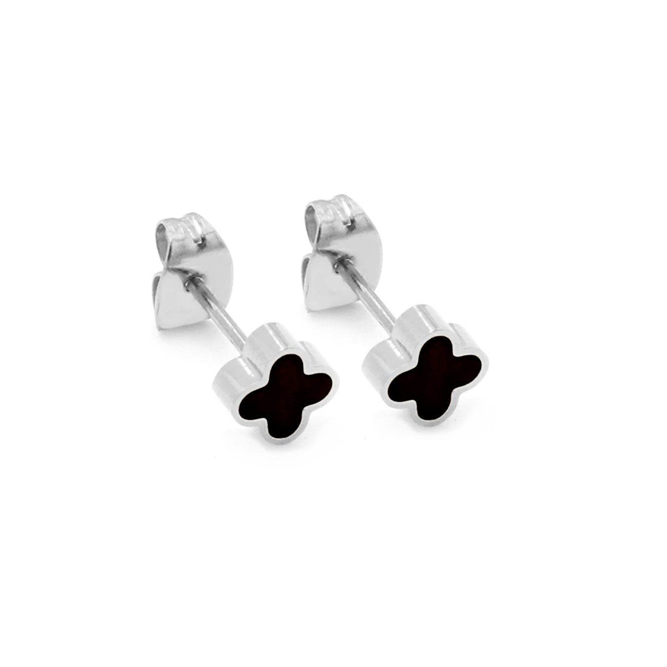 Say It With Silver Graphite Crystal Clover Earrings