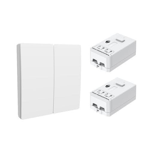 Ener-J White 2 Gang Wireless Kinetic Switch, +Non Dimmable + Wi-Fi 5A Rf Receiver