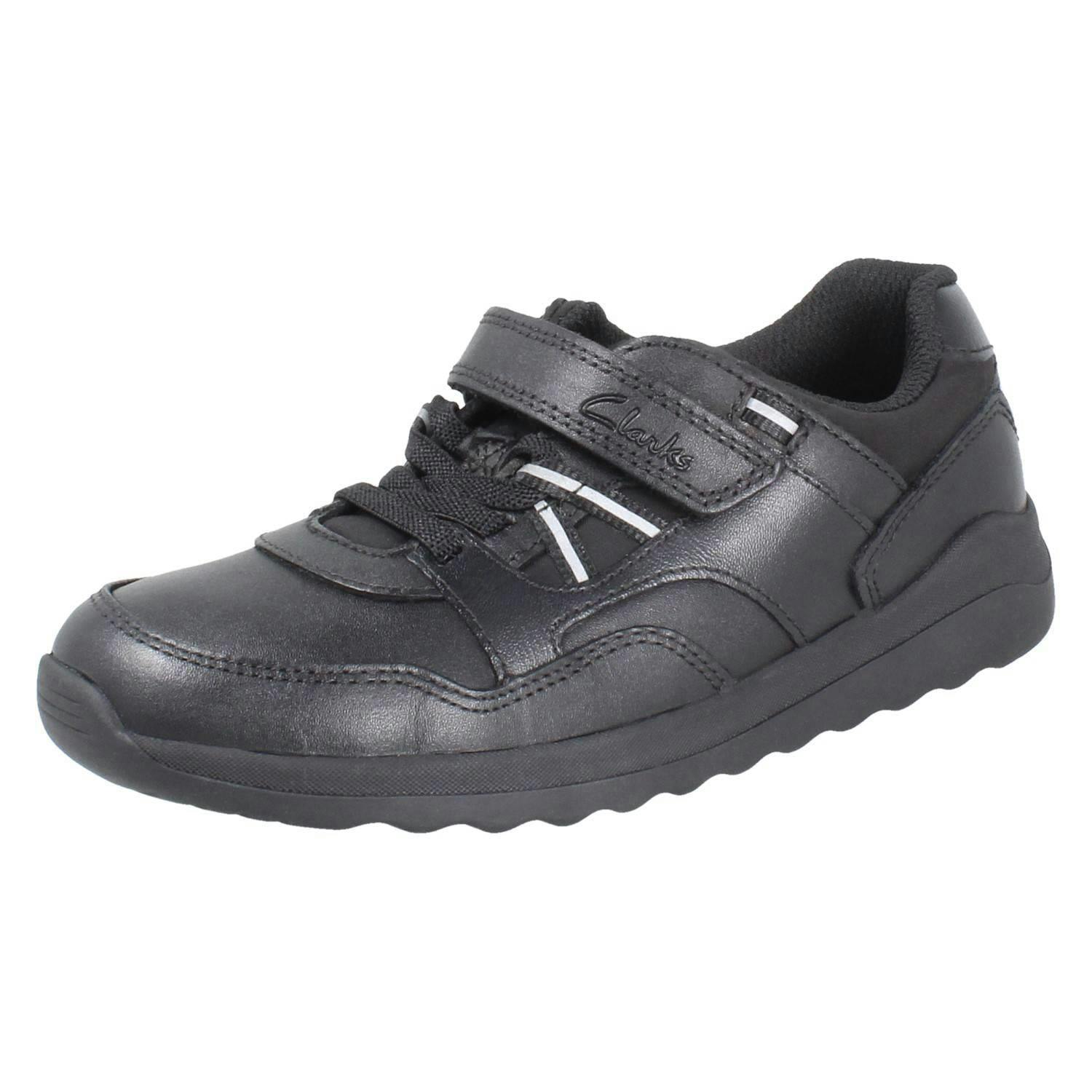 Clarks Boys Black Football Inspired School Shoes With Charm Daze Kick - Leather - Uk 11.5 Child - G