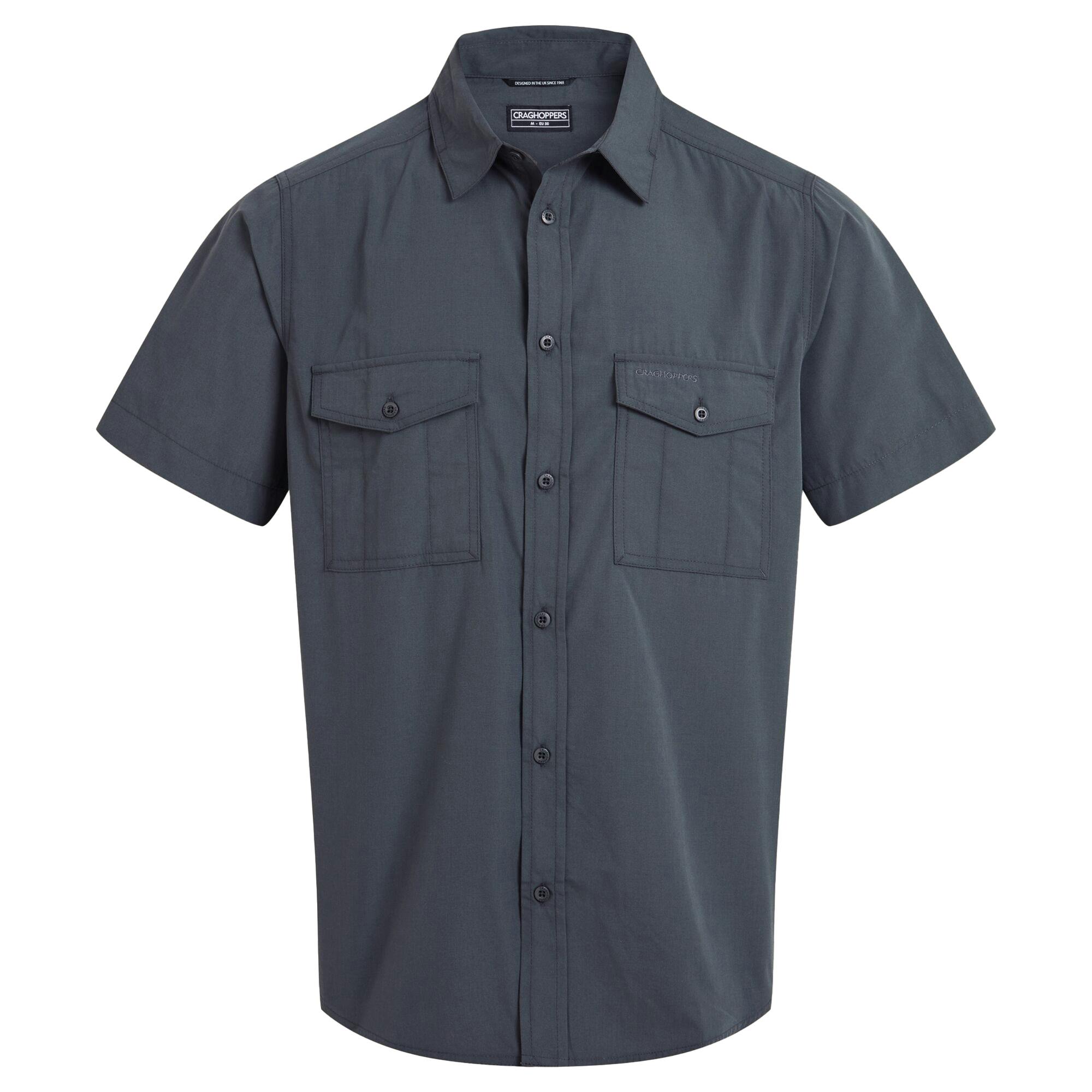 Craghoppers Men's Dark/Grey Kiwi Ii Short-Sleeved Shirt - M - 65% Recycled Polyester/35% Recycled Cotton