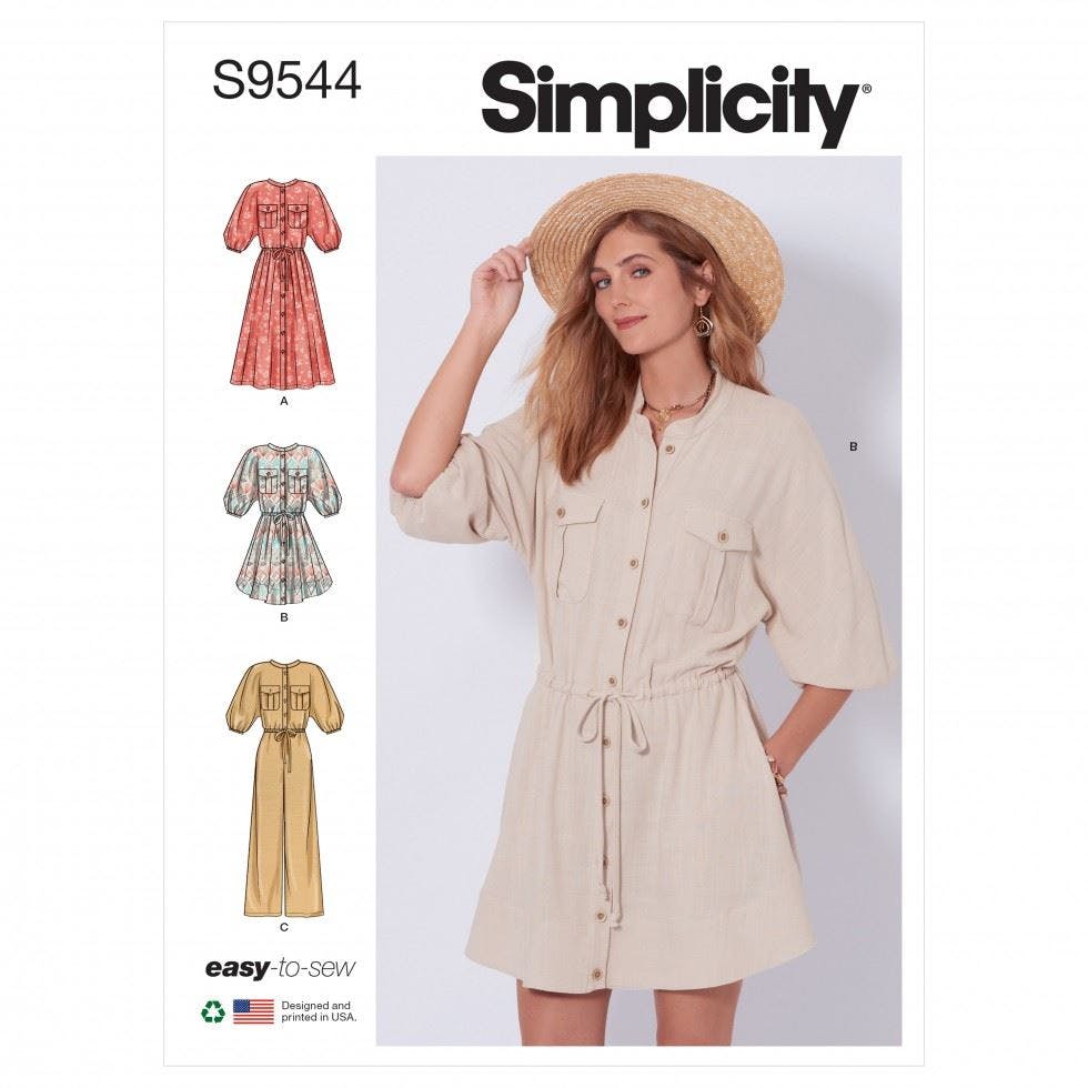 Simplicity Women's Sewing Pattern 9544, Jumpsuits, Dresses For H5 (6-8-10-12-14) - Easy - H5 (6-8-10-12-14)