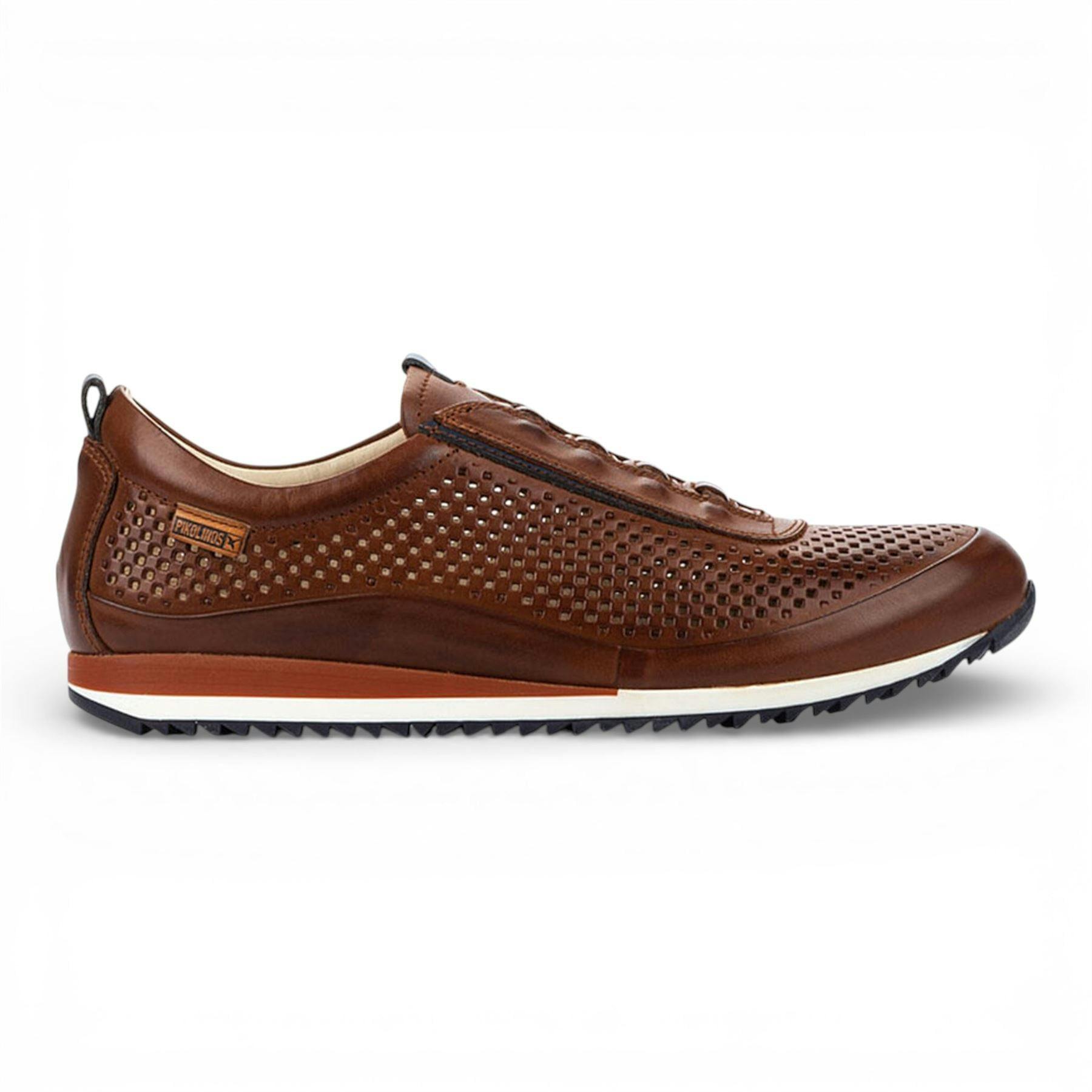Pikolinos Men's Brown Leather Elastic Slip-On Sneaker Trainers Shoes - Liverpool - Chocolate - Uk 8 | Eu 42 | Us 8.5