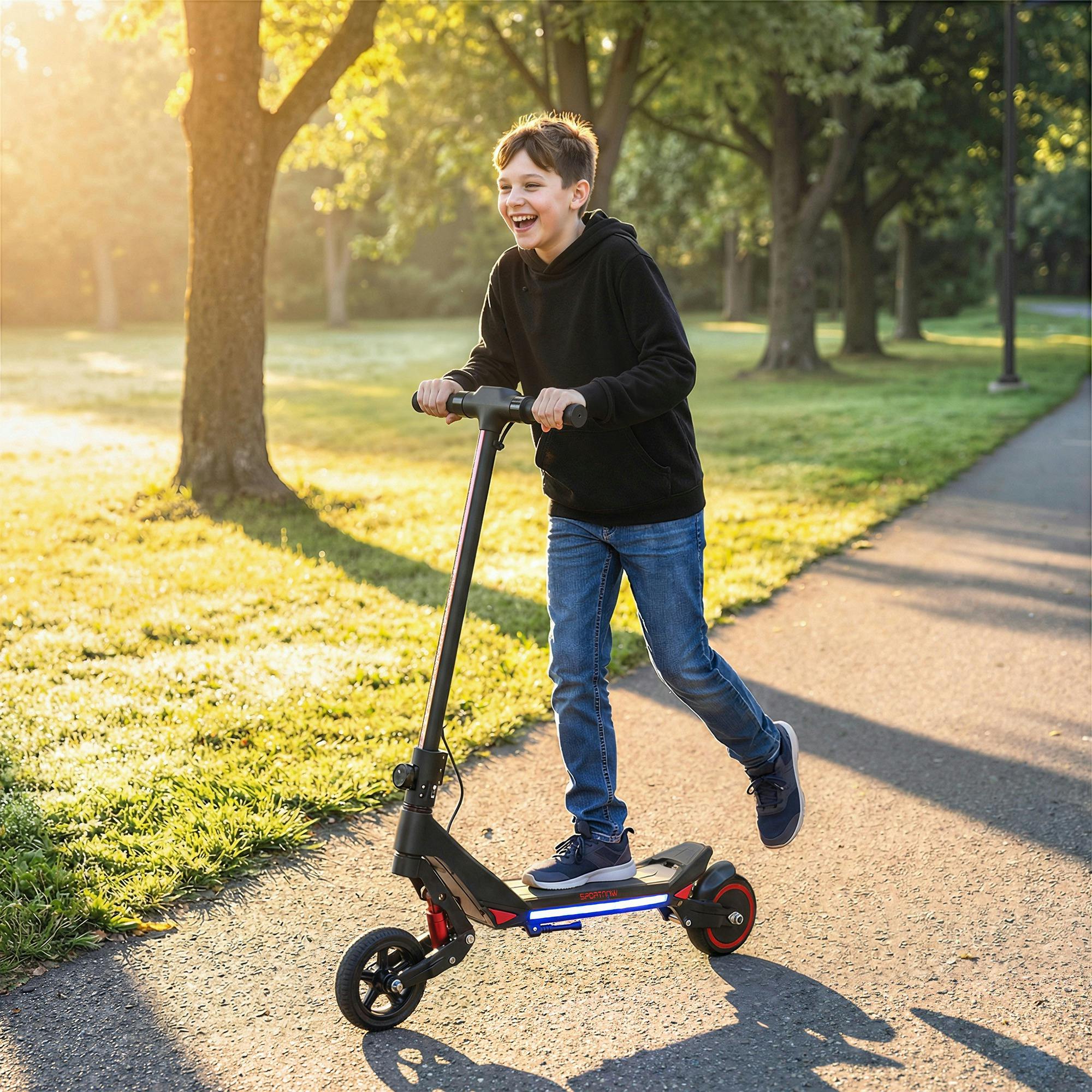 Sportnow Black Electric Scooter For Kids, Foldable E Scooter For Age Age 6+ - 93 X 39 X 103 Cm - Electric Scooter - 1