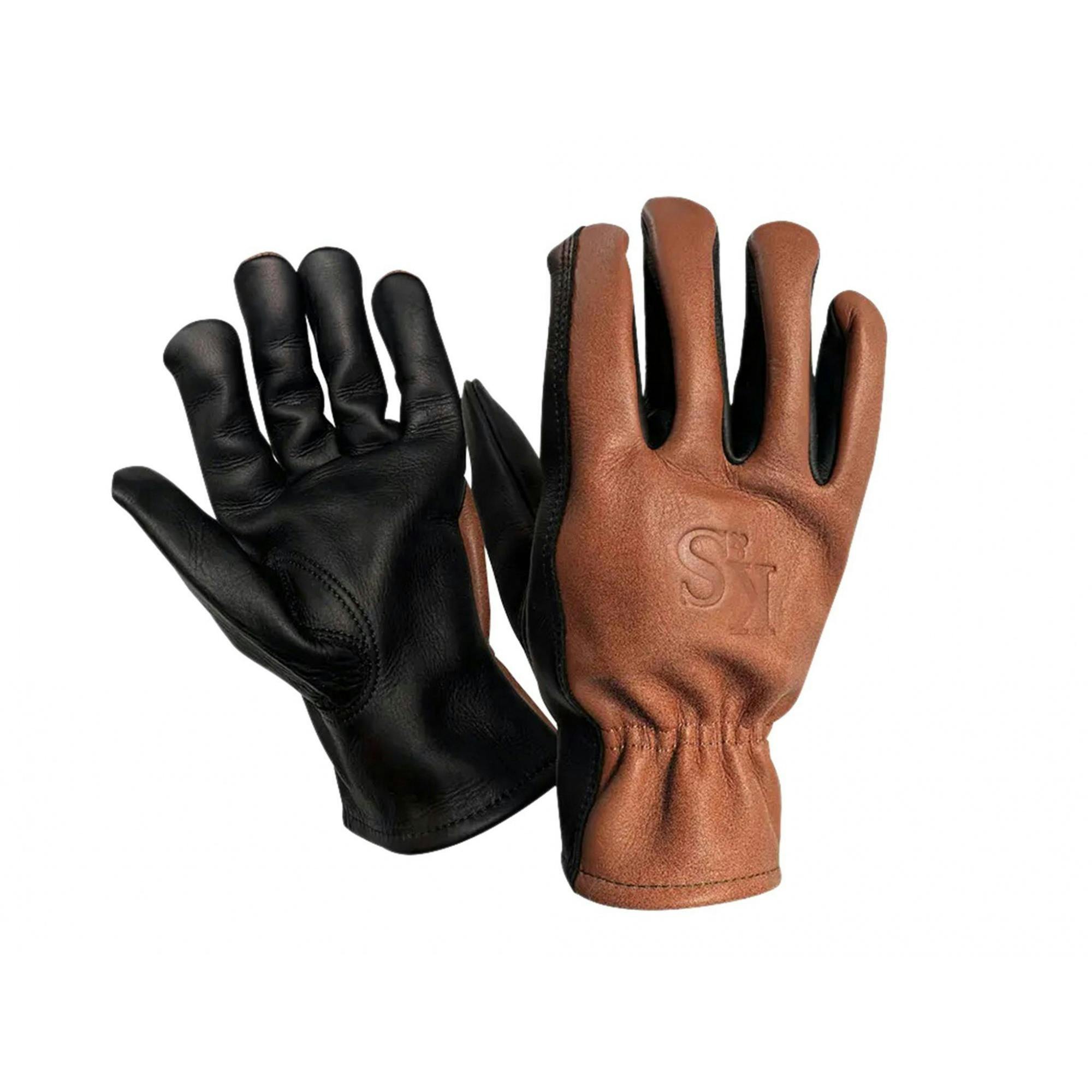 Rackhams Brown/Black Sure & Soft Leather Gloves - Medium