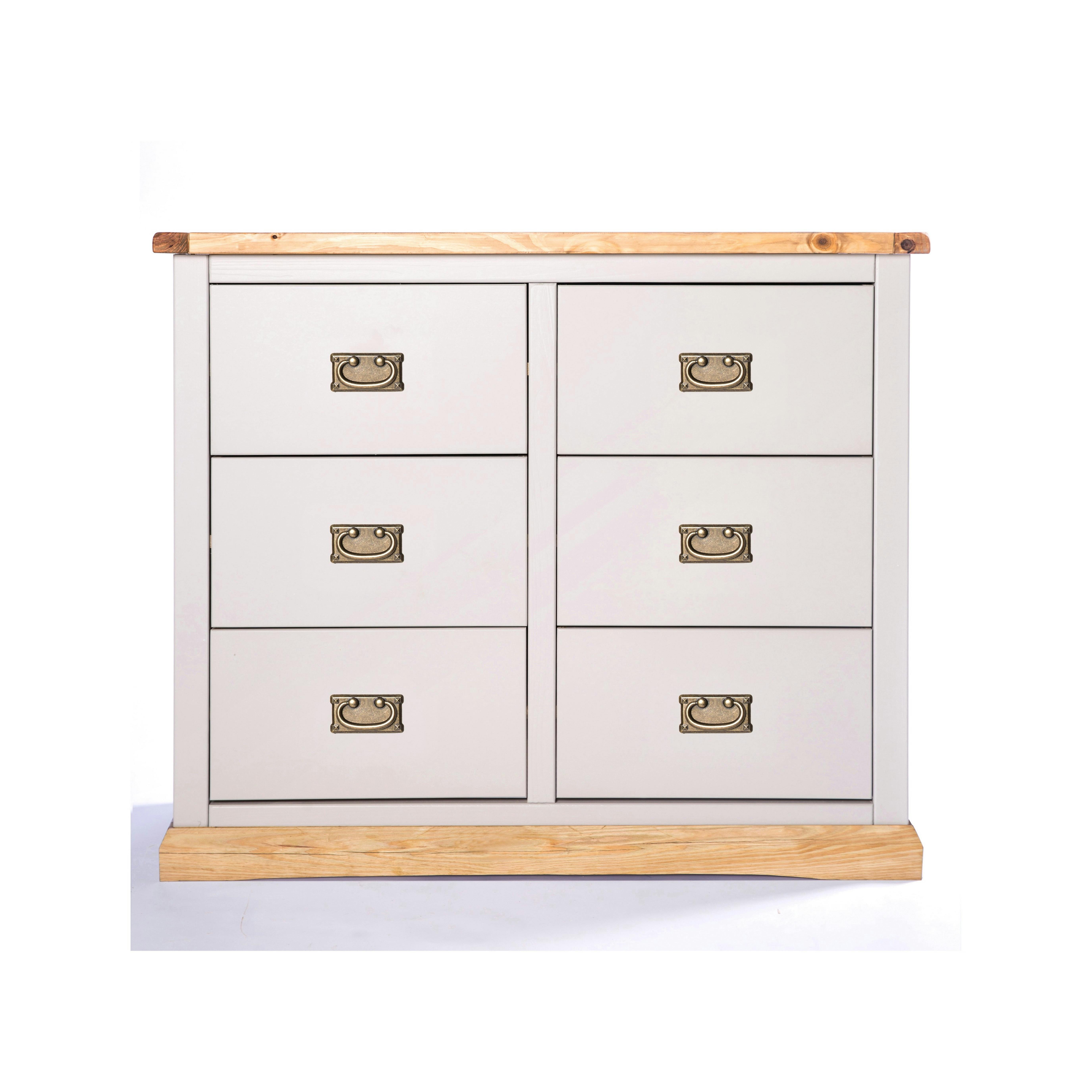 Rackhams Light/Grey Bomporto 6 Drawer Chest Of Drawers Bras Drop Handle