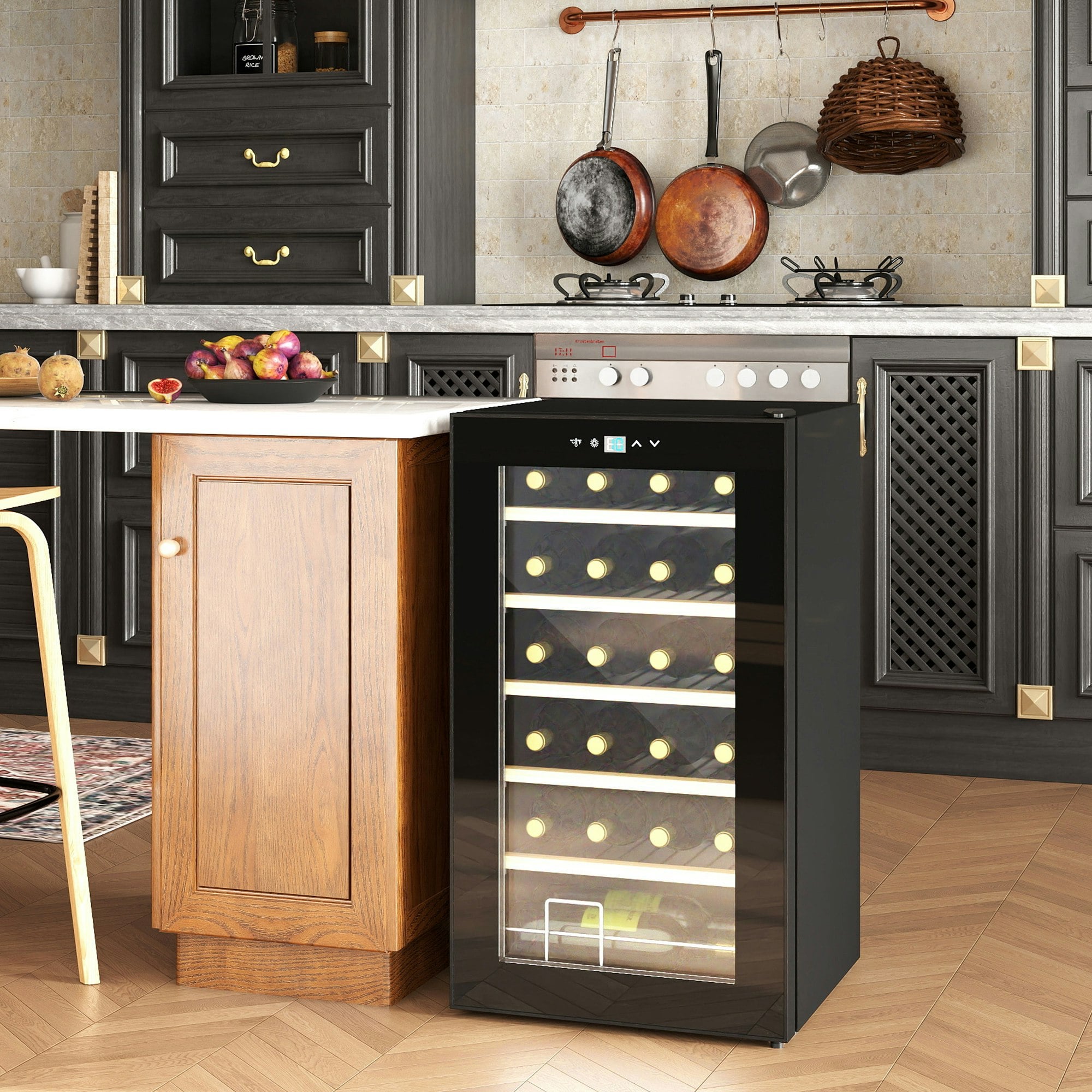 Homcom Unisex Black Bottles Freestanding Wine Fridge With Glass Door Wine Cooler Fridge In Size 24 - Image 3