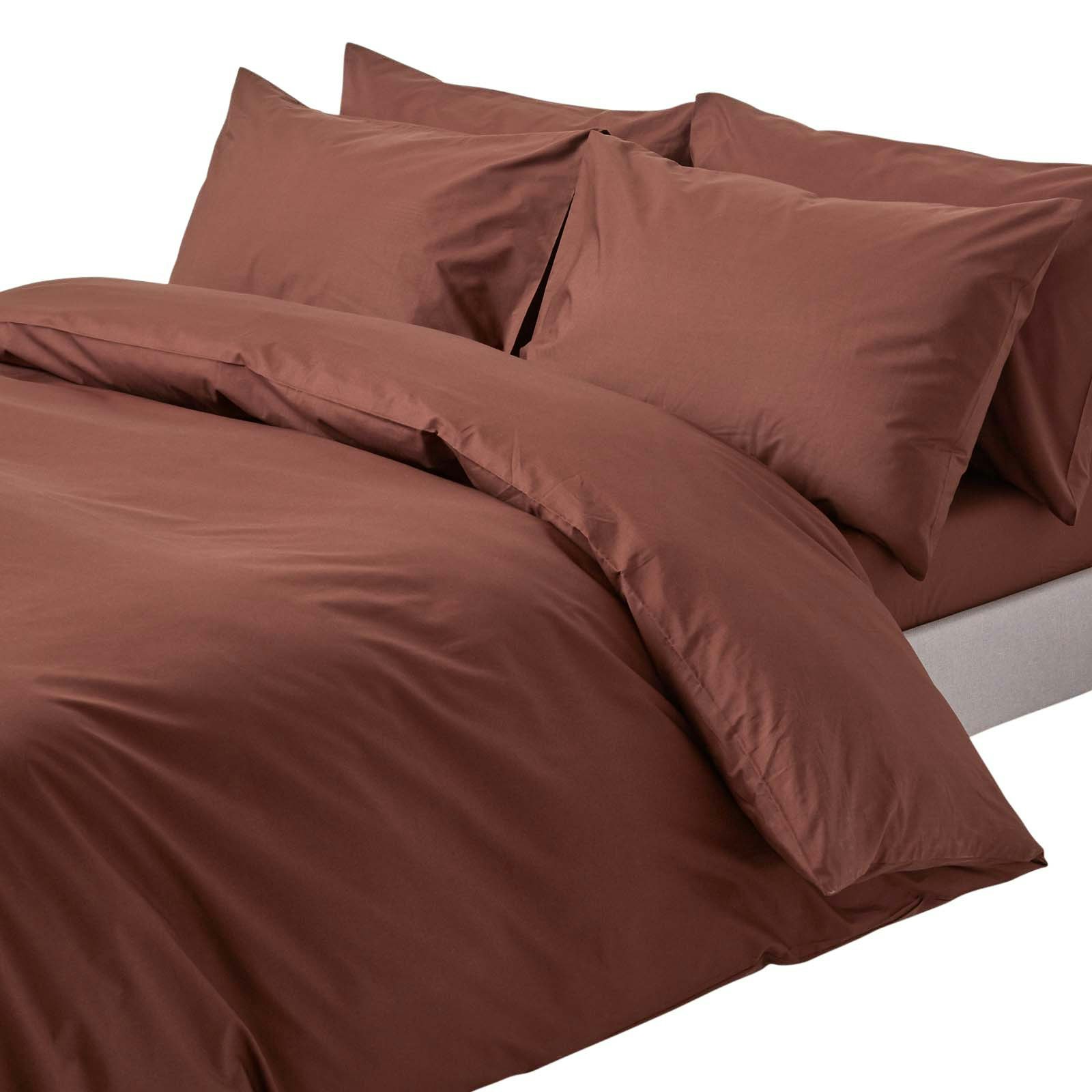Homescapes Crisp & Cool 200 Tc Egyptian Cotton Percale Duvet Cover Set - Single - Chocolate