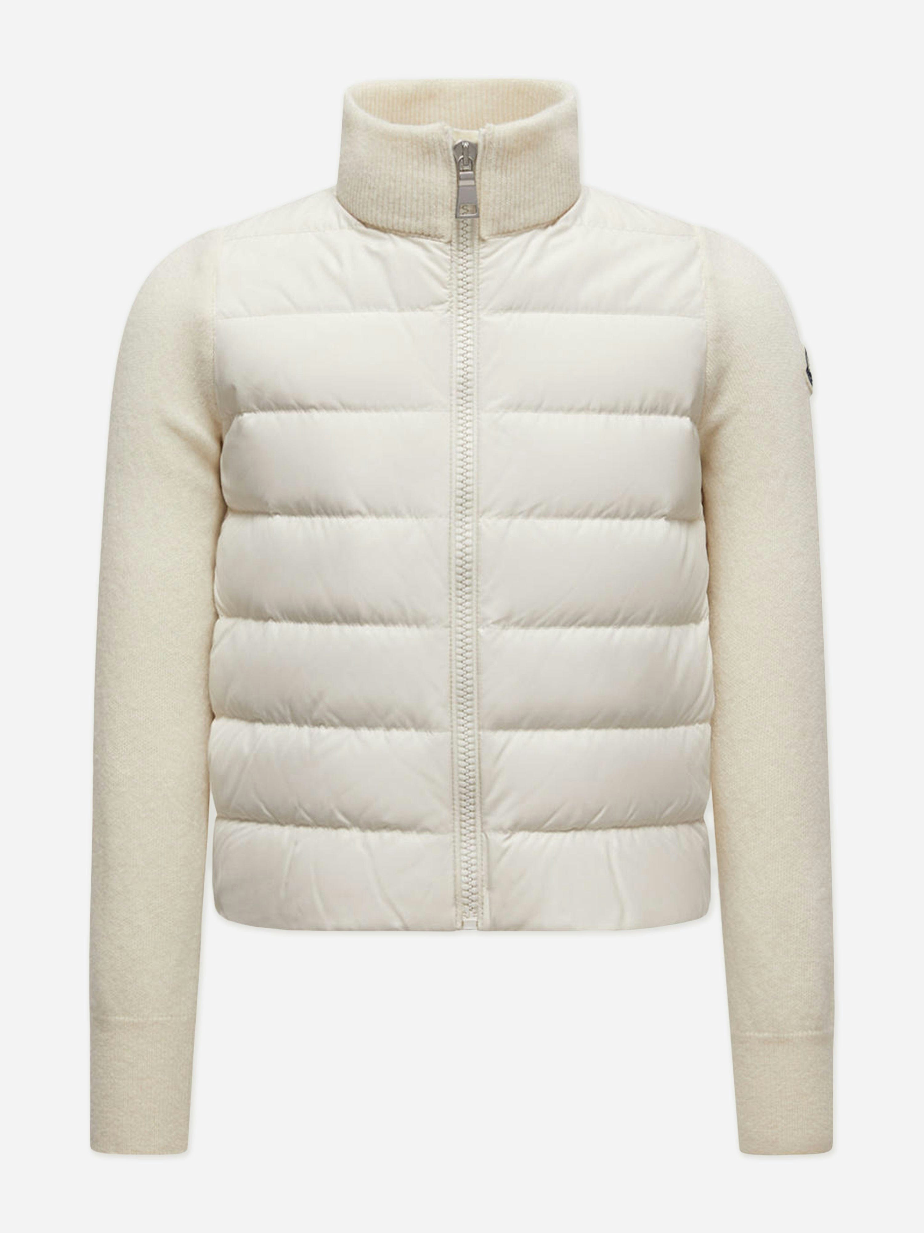 Moncler Enfant Girls Ivory Down Padded Zip Up Cardigan In - 12 Yrs