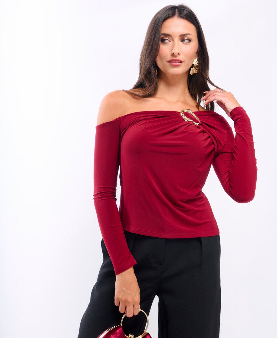 Needs No Label Burgundy Jersey Hardware Top - 18