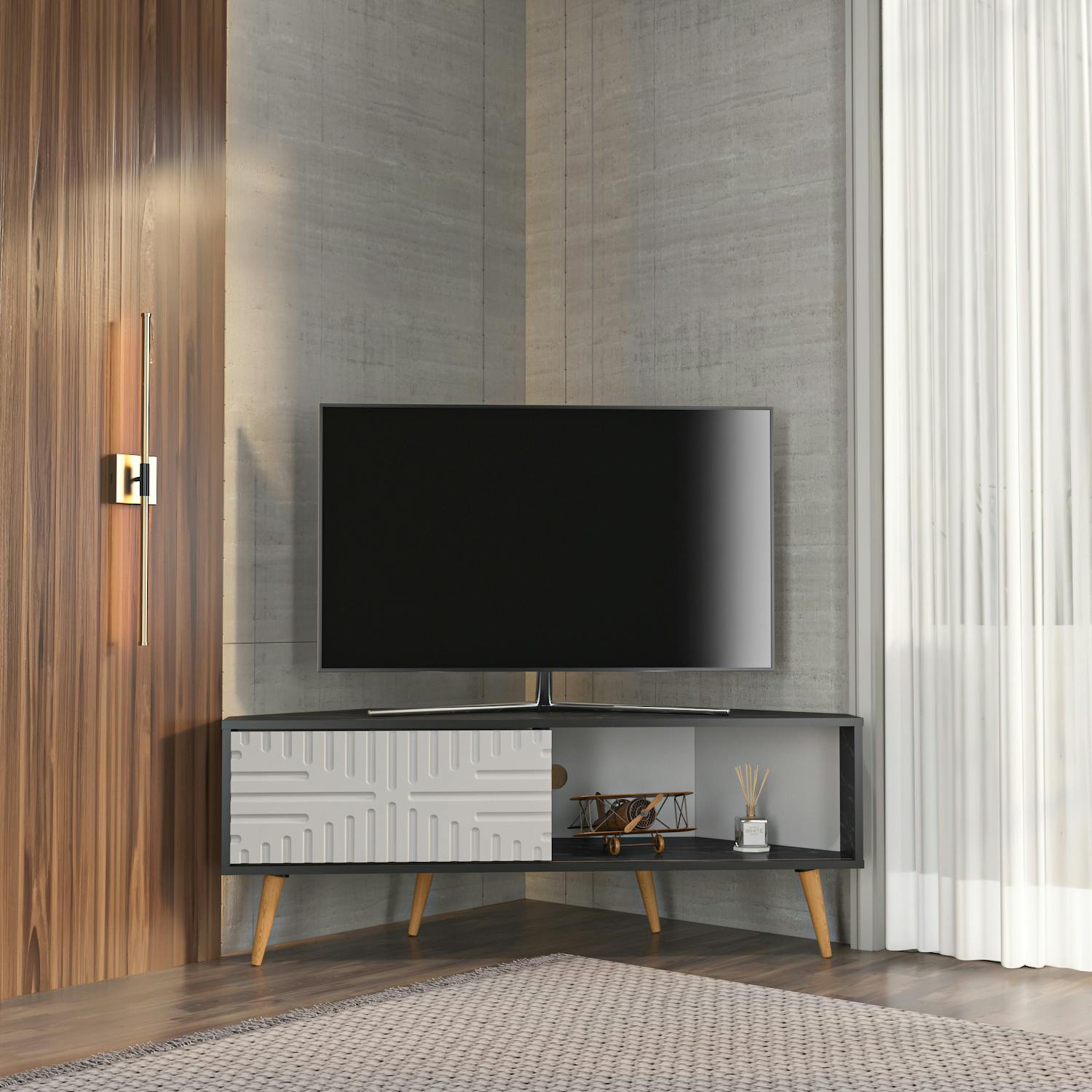 Decorotika White Mora Modern Tv Stand Tv Cabinet For Tv's Up To 63" - Bendire