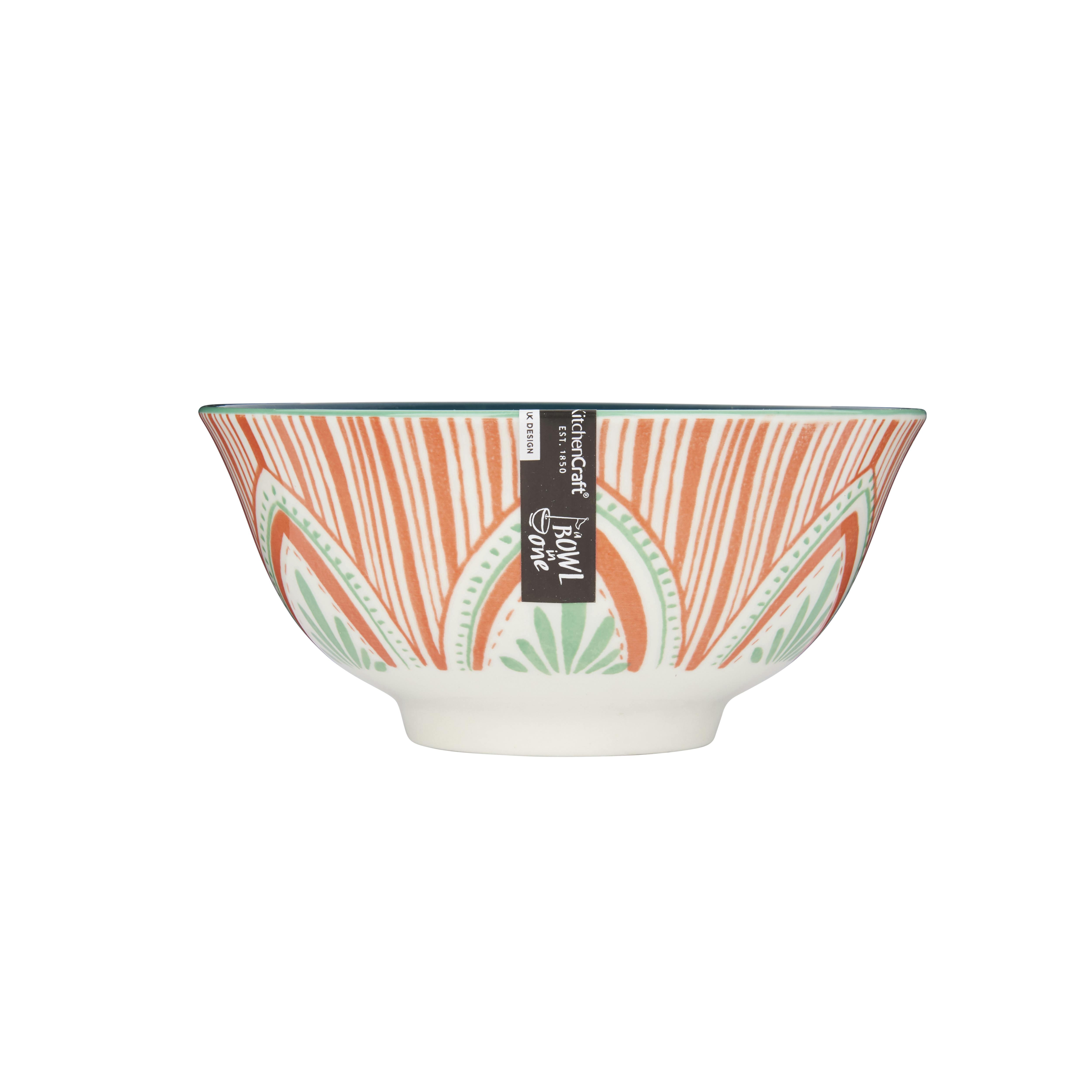 Kitchencraft Folk Print 4-Piece Ceramic Bowl Set - Multicolour - Stoneware - Bowls