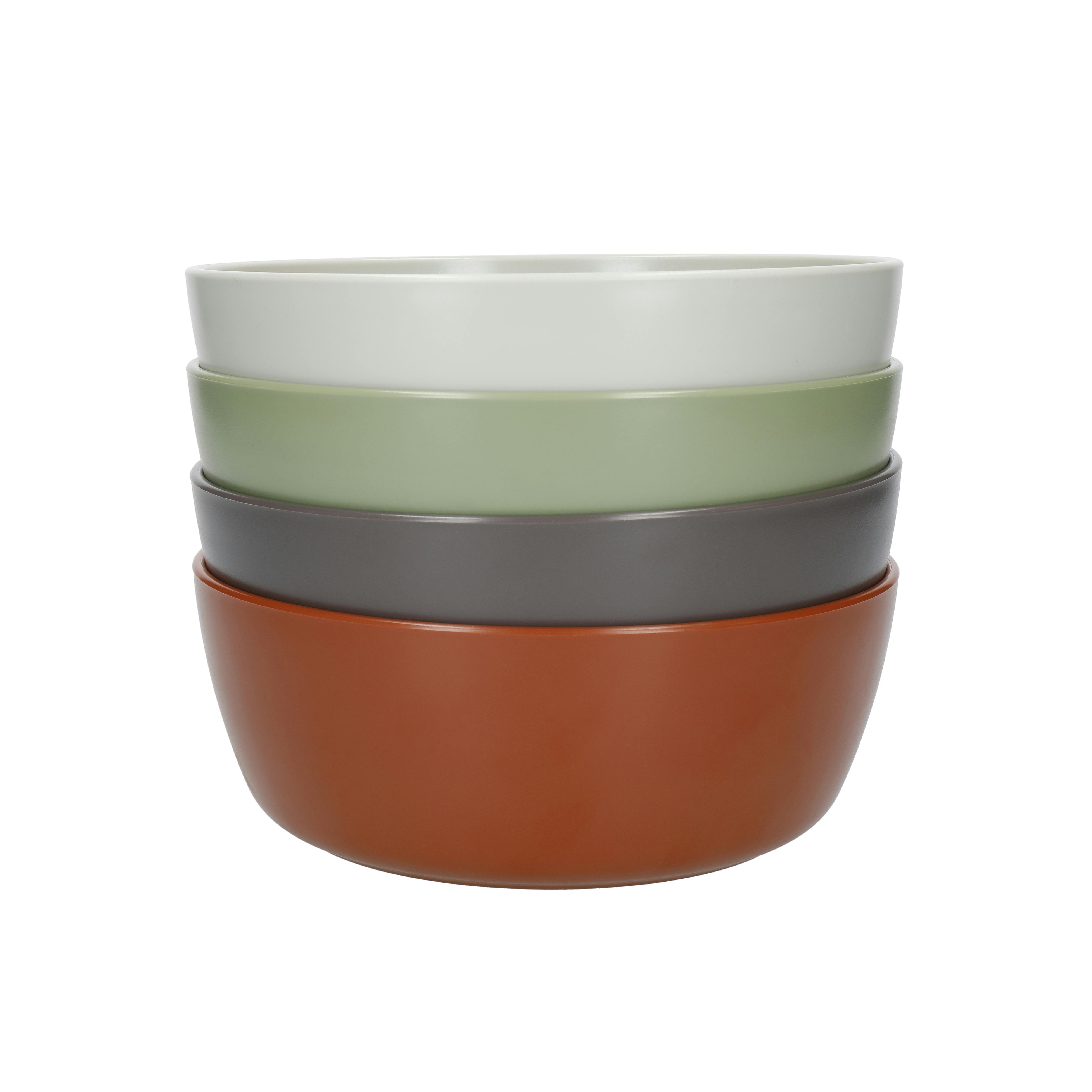 Rackhams Green/Grey Summer Set Of 4 Recycled Plastic 16Cm Bowls - Multicolour - Plastic - Bowls