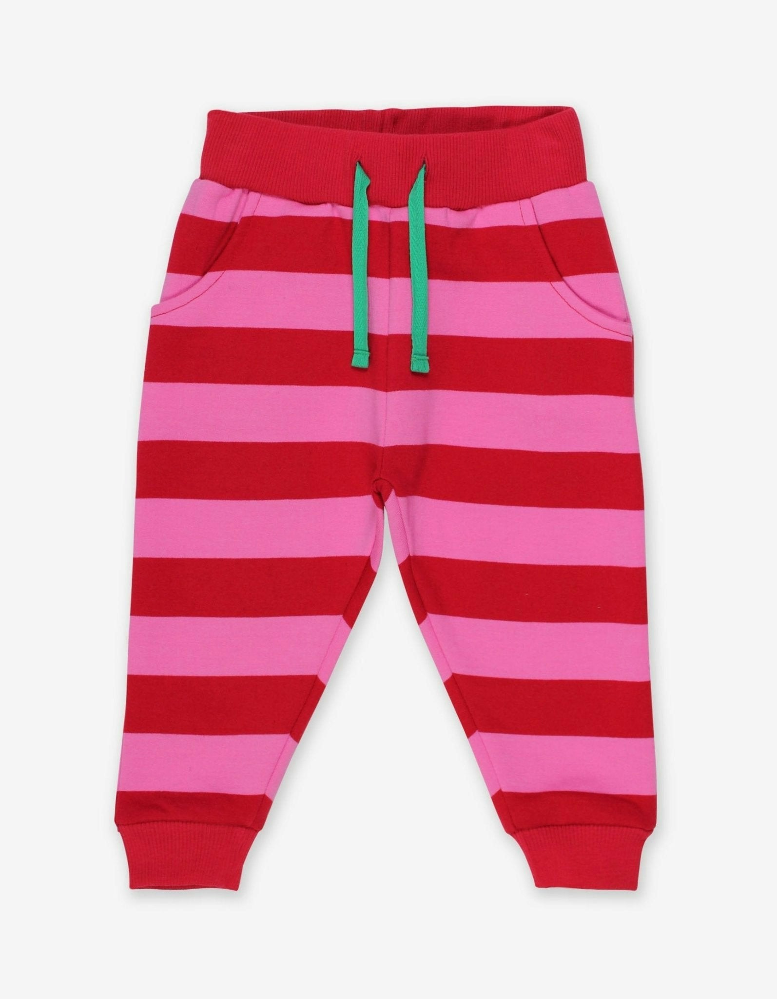 Toby Tiger Red/Pink Organic Striped Joggers - 18-24M 92Cm