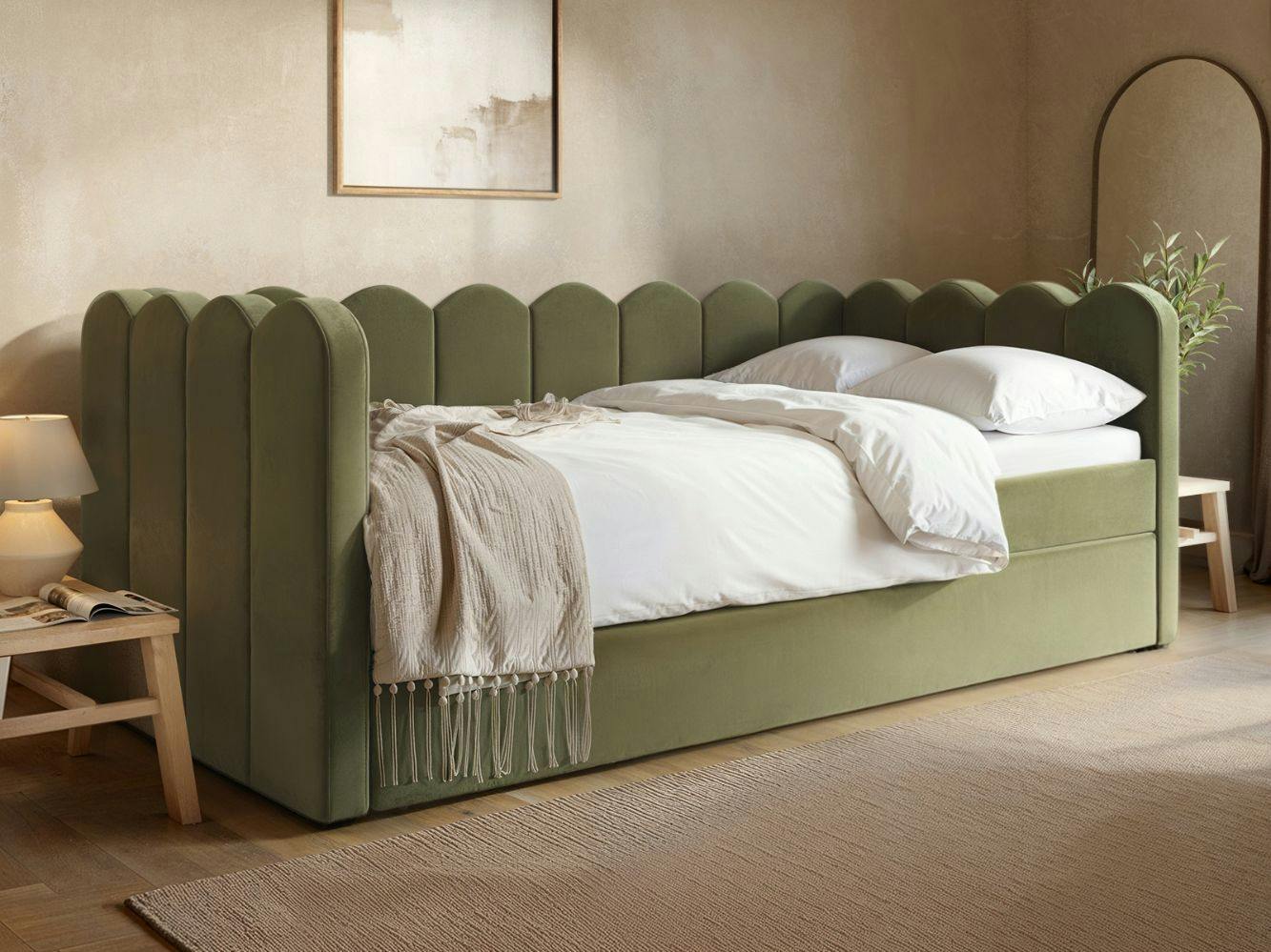 Flair Esme Cloud Khaki Velvet Day Bed with Trundle - Image 6