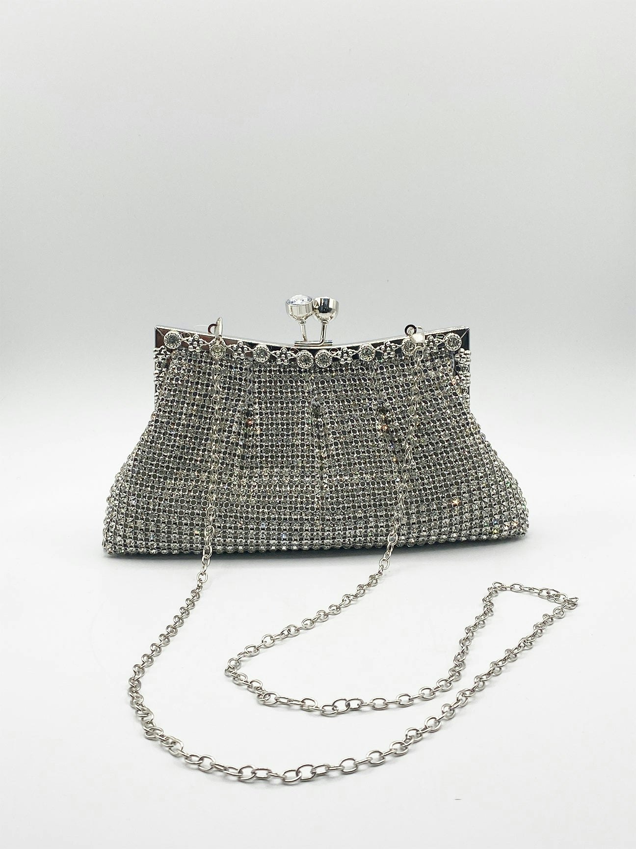 Svnx Silver Crystal Clutch Bag - One Size