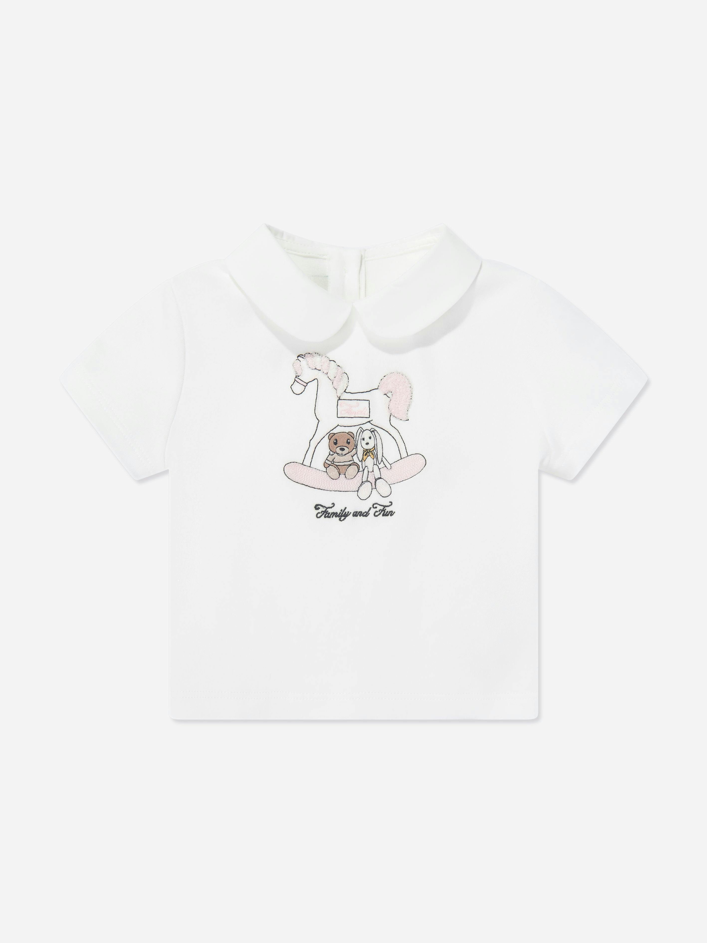 Fendi Kids Girls White Fendi Baby Rocking Horse T-Shirt In - 18 Months