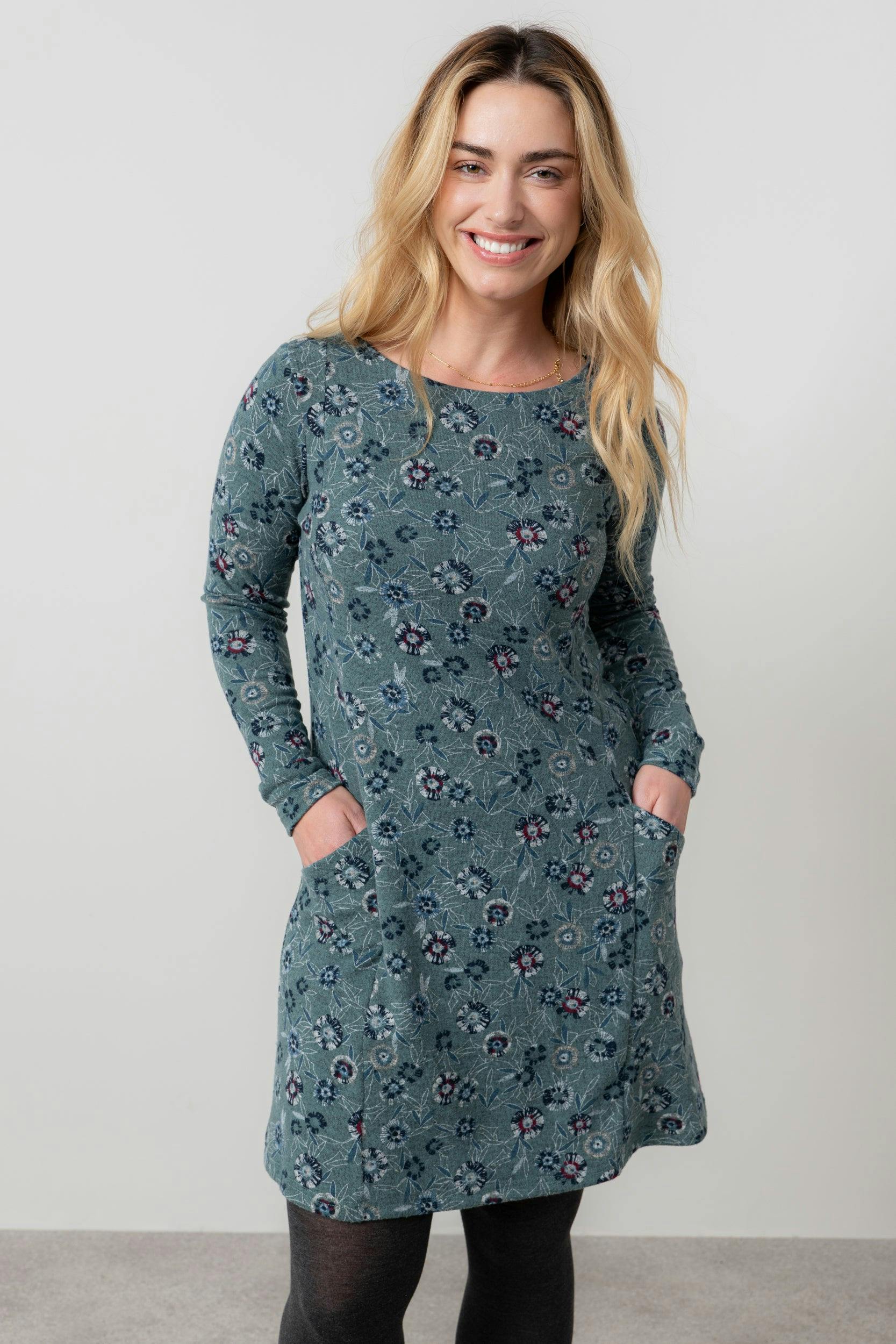 Lily & Me Helen Floral Shift Dress Sea Mist - 16 - Sea Mist