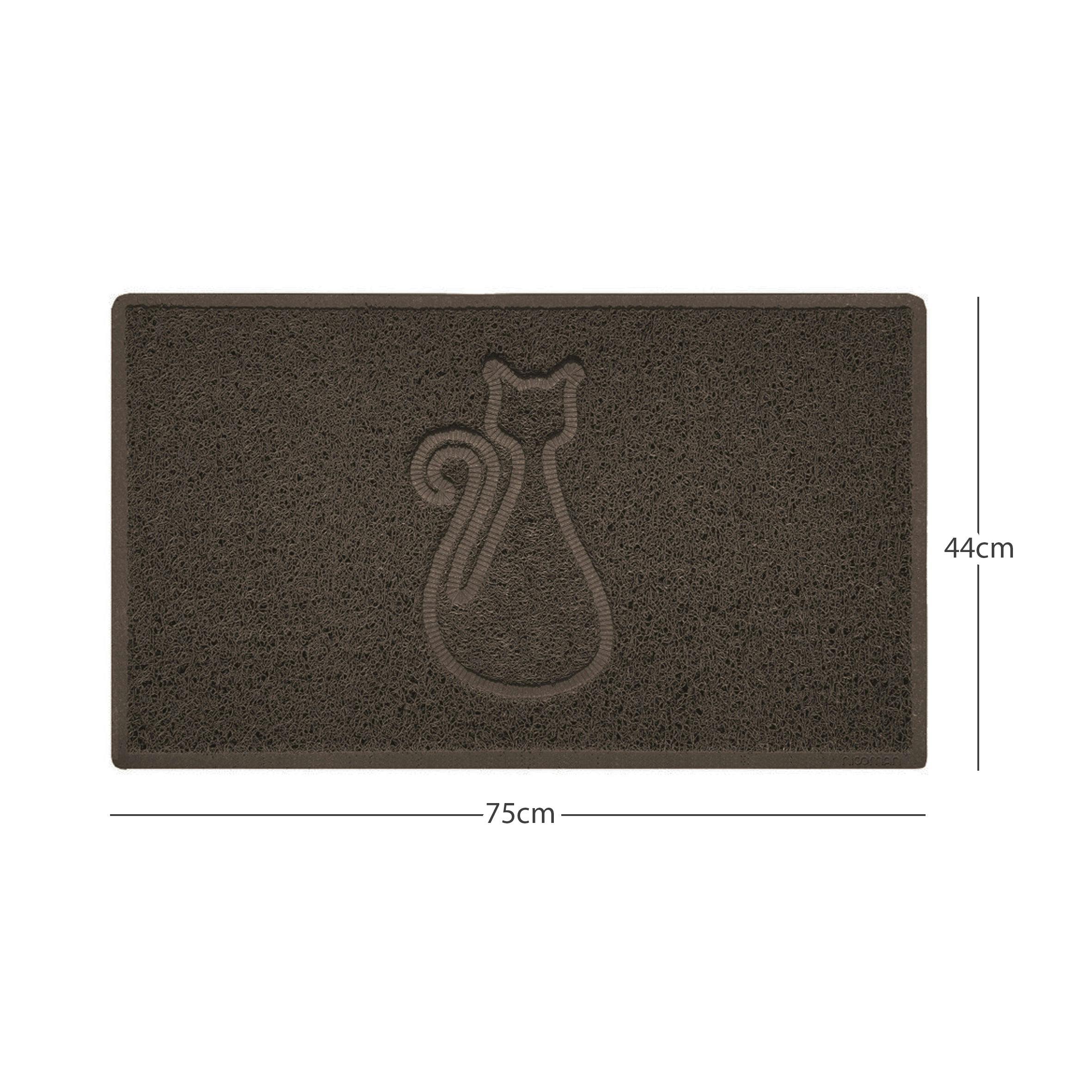Rackhams Brown "Cat" Embossed Loofah Textured Spaghetti Door Mat - 75Cm X 44Cm - Yes (Suitable For Indoors)