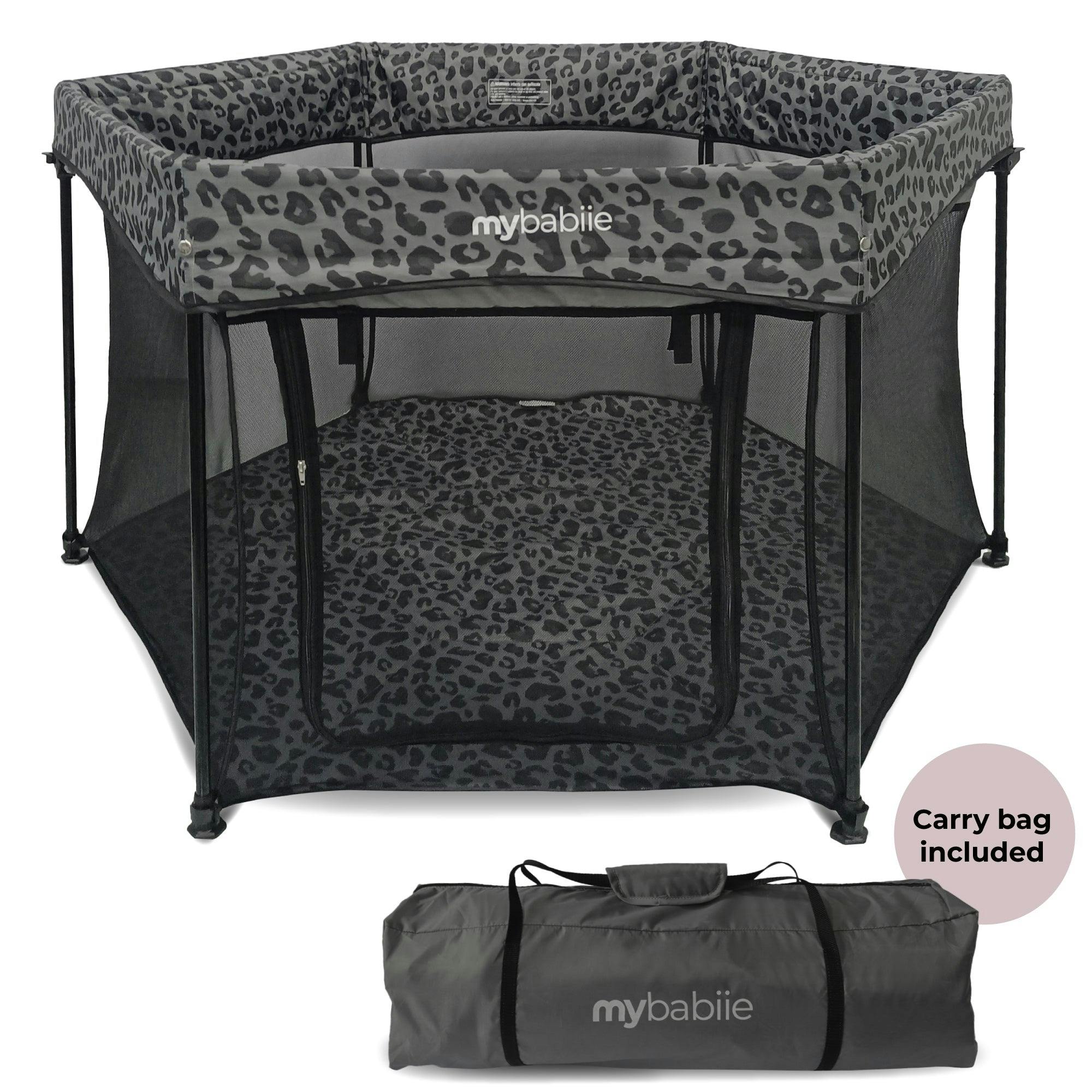 My Babiie Grey Baby Playpen - Leopard