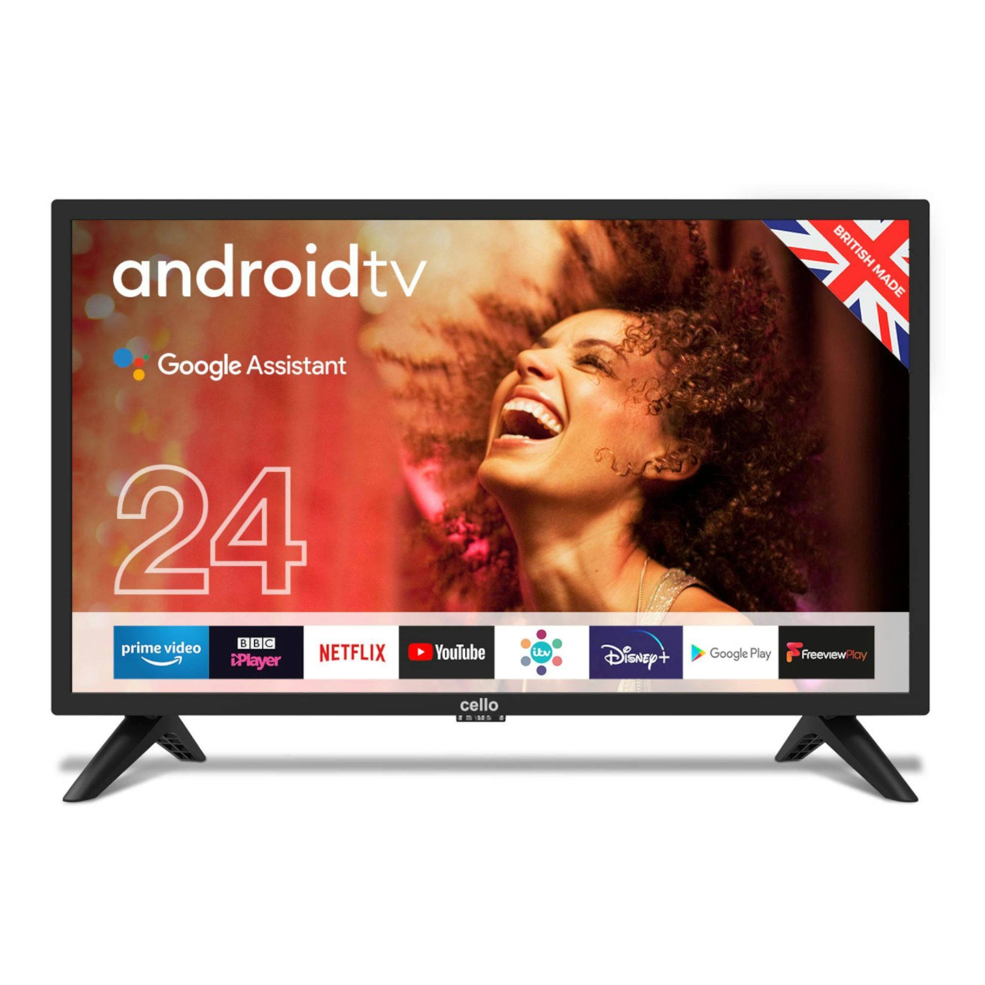 Cello 24" Inch Hd Ready Led Smart Android Tv With Google Assistant And Freeview