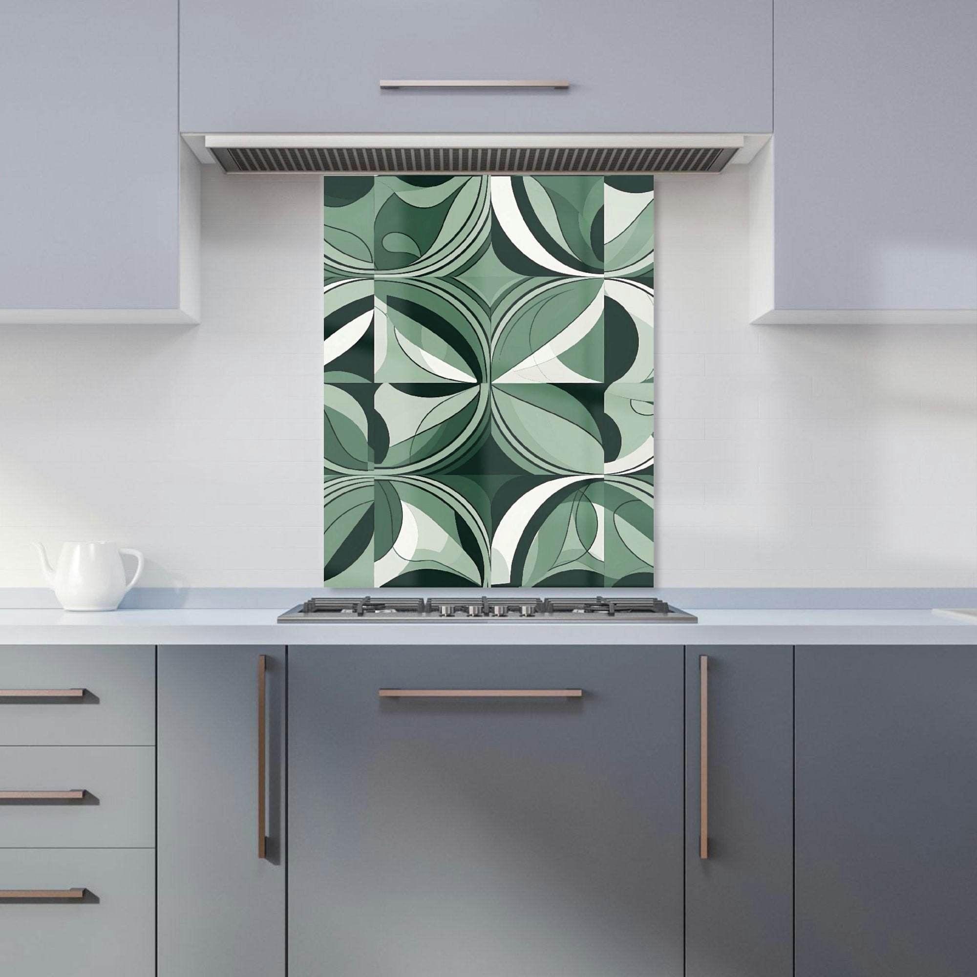 Rackhams Green/Black - Designer Geometric Kitchen Splashback - W600mm X H750mm