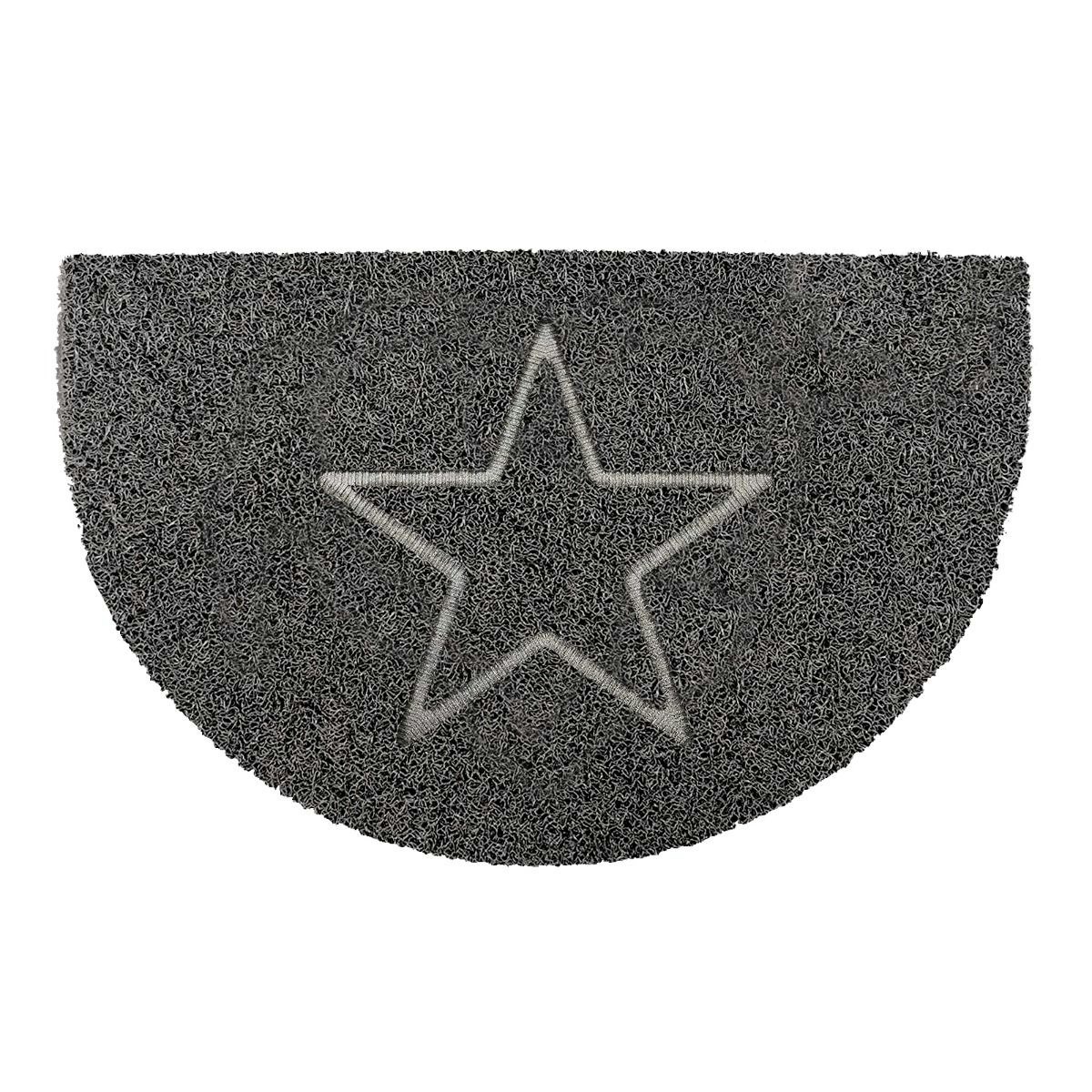 Rackhams Grey Star Half Moon Doormat In - Vinyl - 1