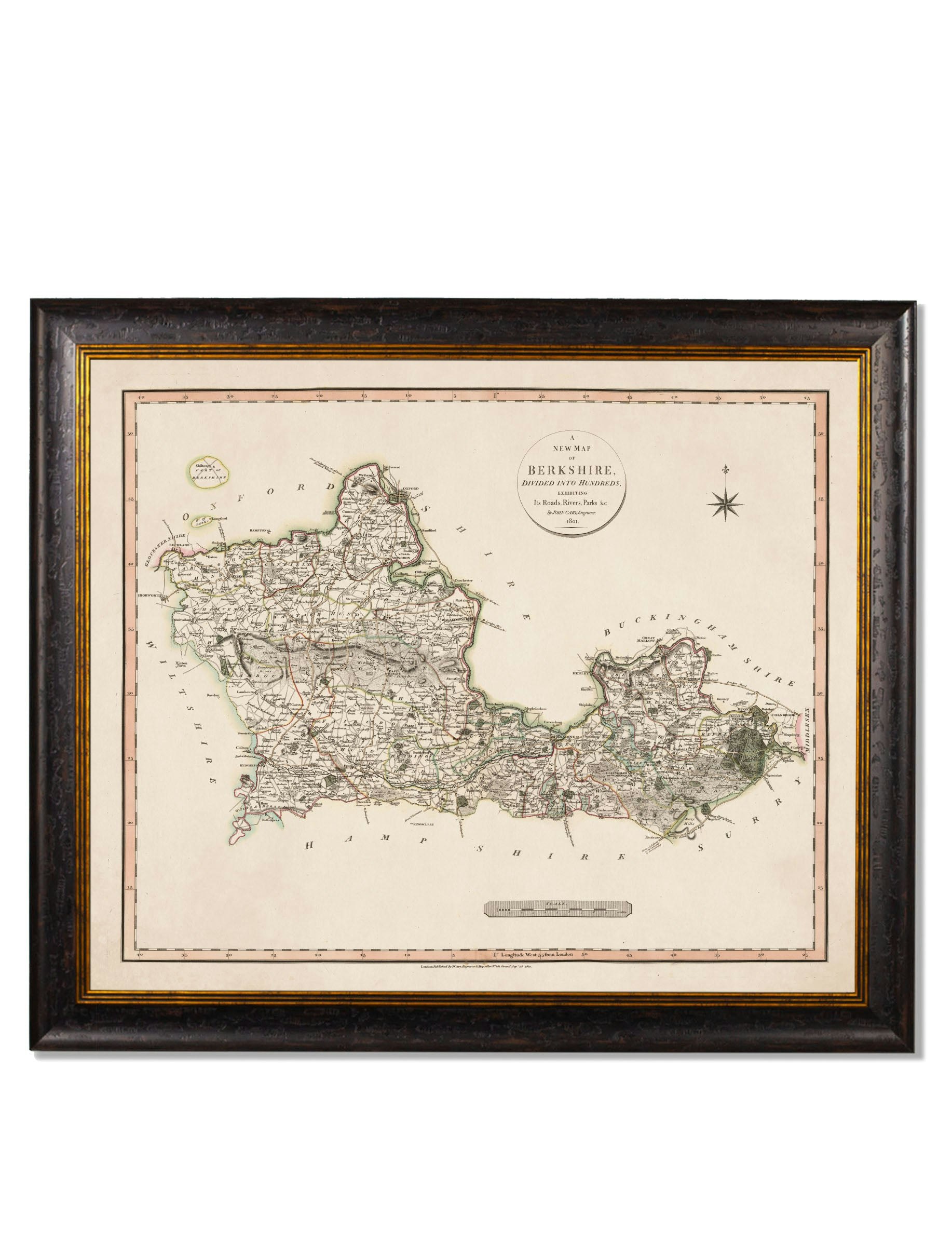 Rackhams Black C.1806 County Maps Of England - 84 X 70Cm - Berkshire