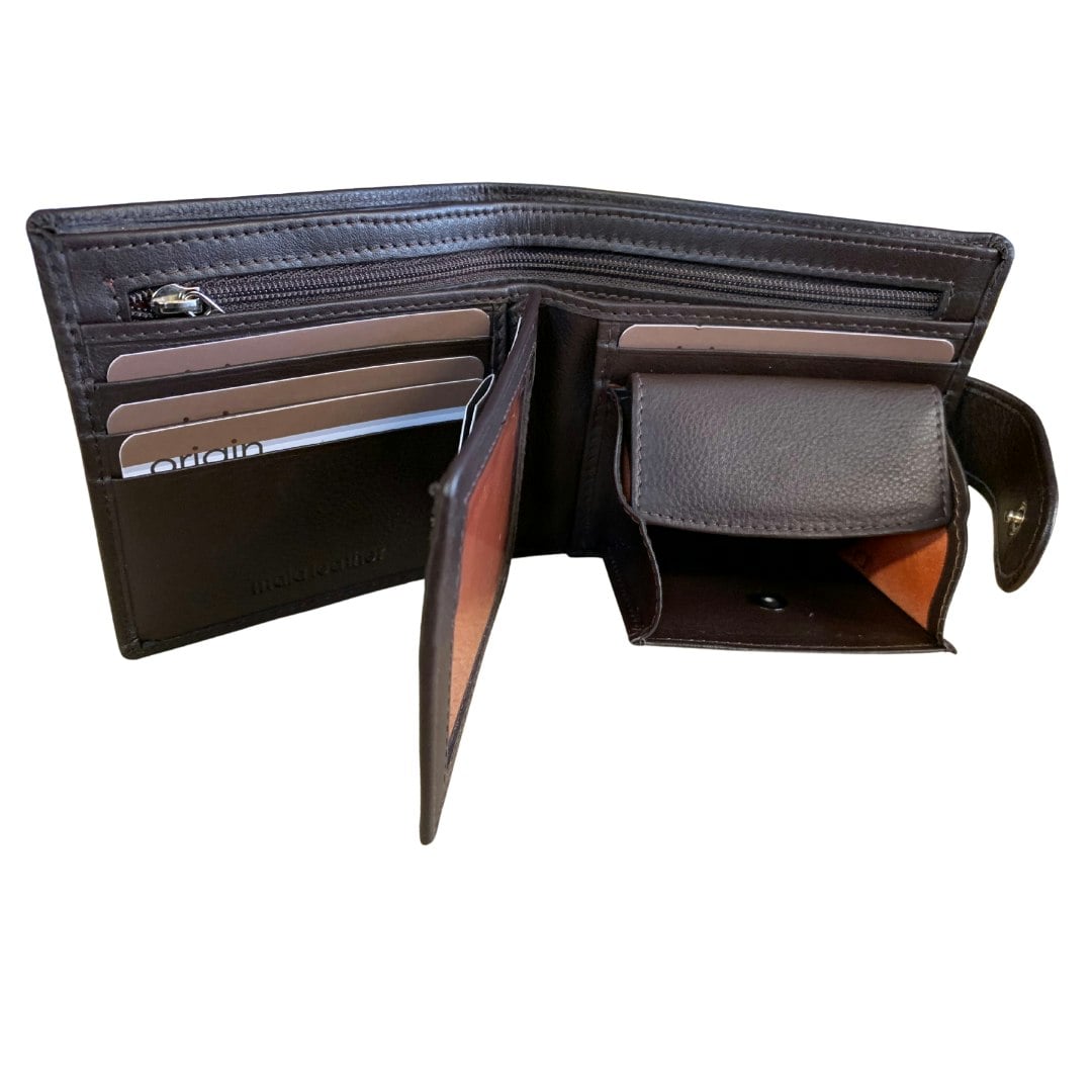Mala Leather Brown Leather Wallet With Coin Pocket & Rfid Protection
