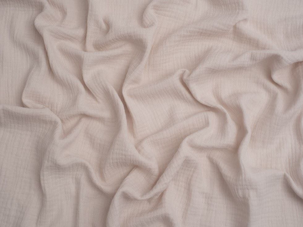 Minerva Core Range Light/Green Minerva Cotton Double Gauze Fabric - Plain Design Dressmaking Fabric, 130 Cm / 52" Wide - Per Metre - Almond