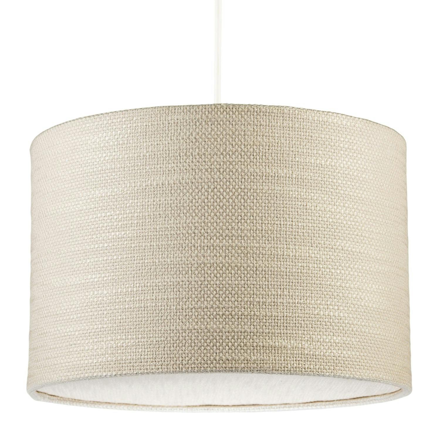 Happy Homewares Light/Cream Coconut Milk Textured Linen Pendant Ing Shade With Diffuser