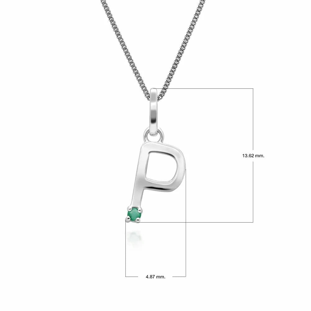 Gemondo White/Gold Initial Emerald Letter Charm Necklace In 9Ct - P