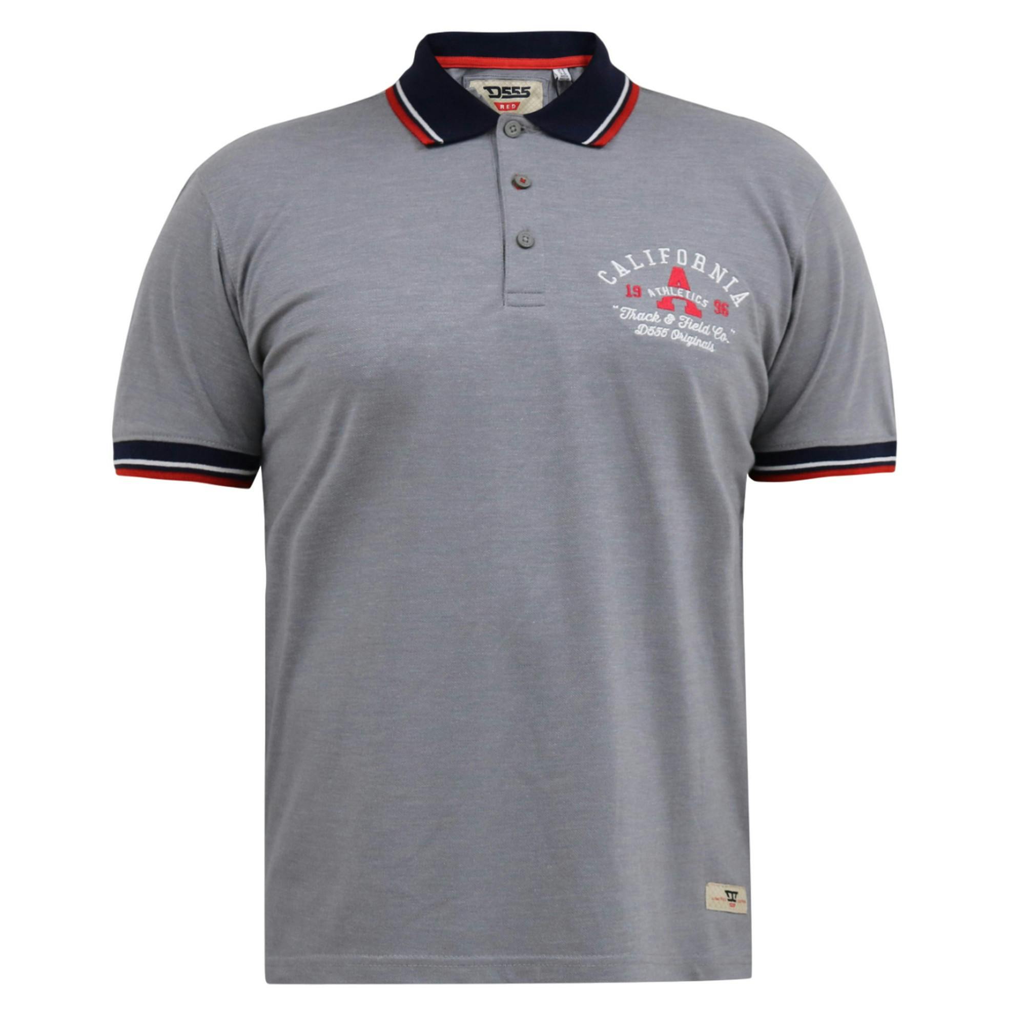 Duke Men's Grey D555 Mersea Pique Embroidered Kingsize Polo Shirt - Marl - Marl - 7XL - 100% Cotton