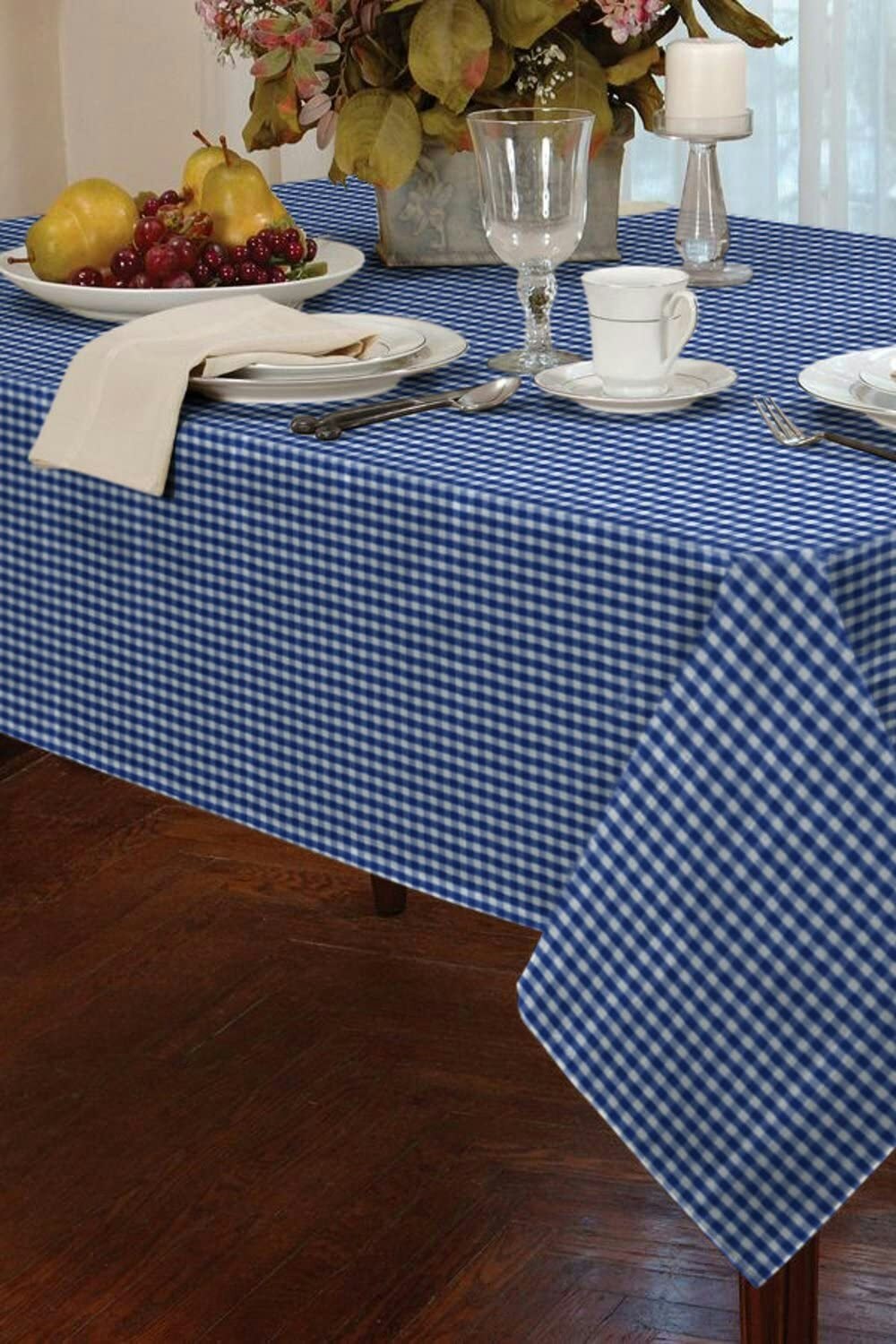 Rackhams Blue Gingham Check Table Cloth - 54" X 72"