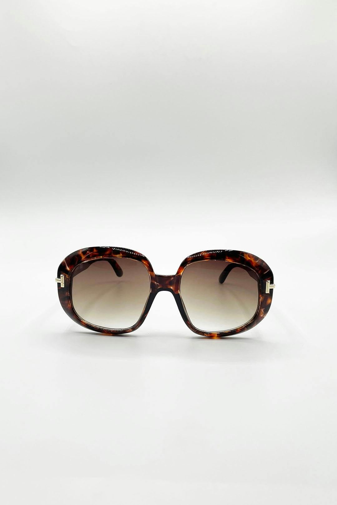 Svnx Brown Bold Round Oversized Sunglasses In Tortoiseshell - Tortoiseshell - One Szie