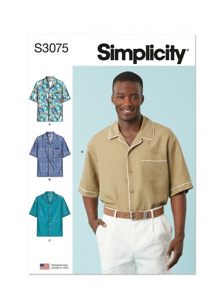 Simplicity Men's Sewing Pattern 3075, Shirts For A (S-M-L-Xl-Xxl) - Intermediate - A (S-M-L-Xl-Xxl)