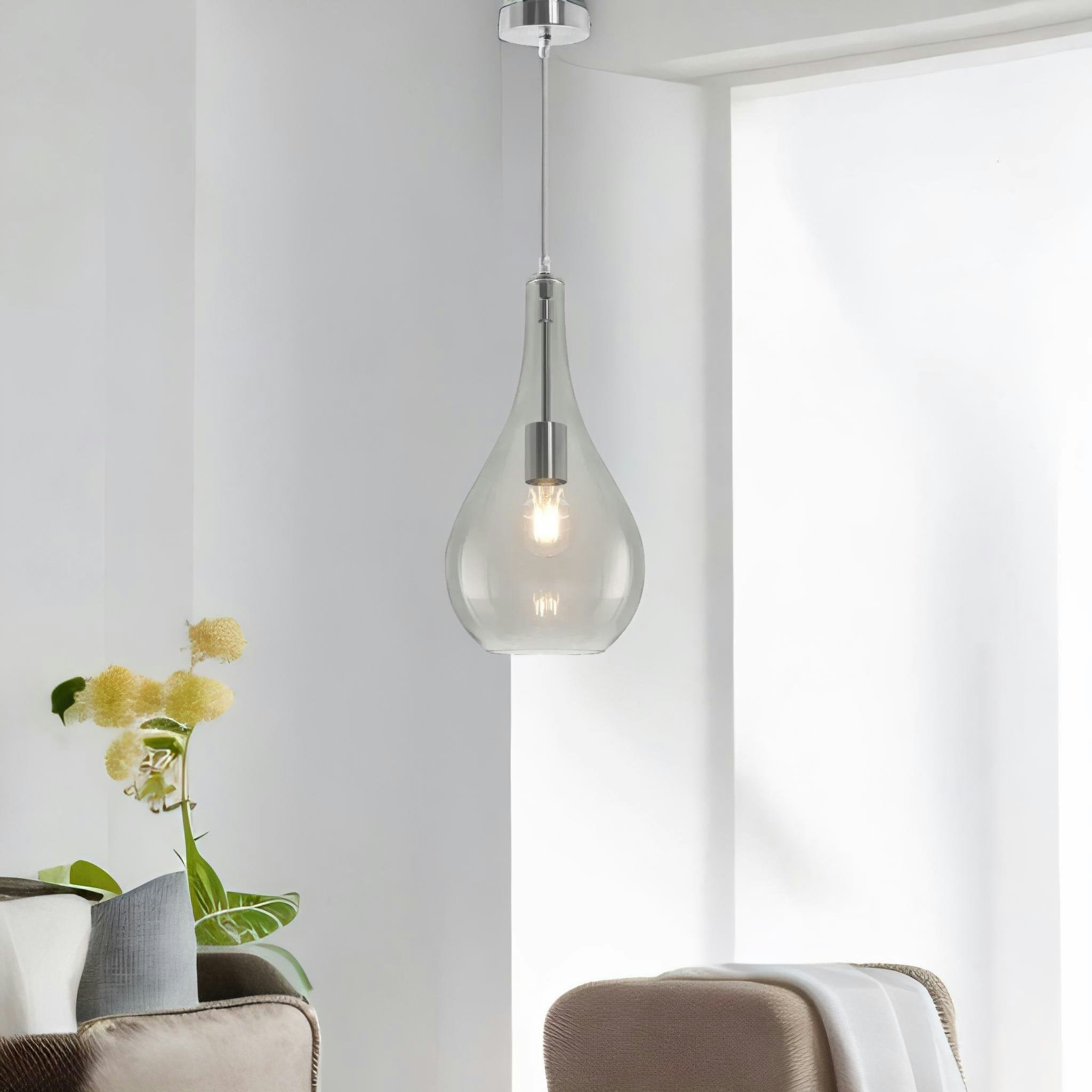 Rackhams Light/Grey Teardrop Smoked Shade Ceiling Pendant