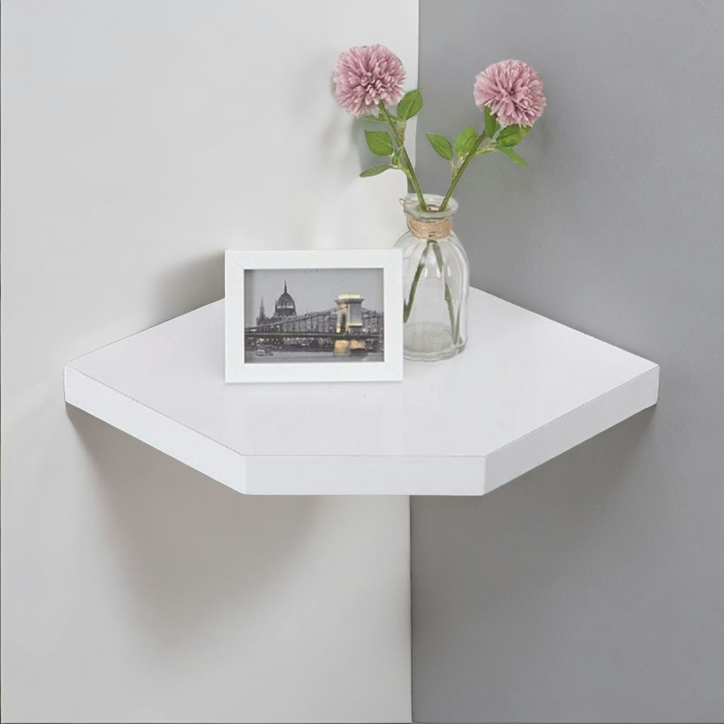 Rackhams White Wall Mounted Corner Floating Shelf