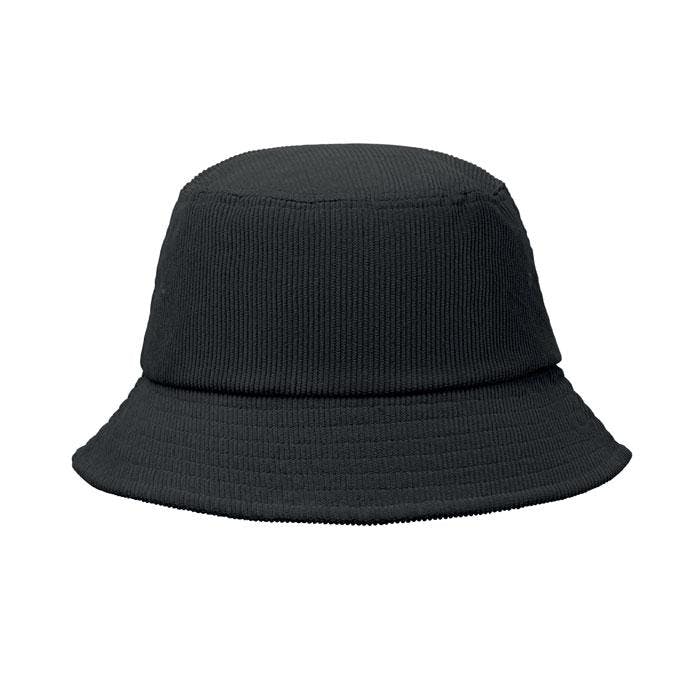 Midocean Black Scoop Plain Corduroy Bucket Hat - One Size - 100% Polyester