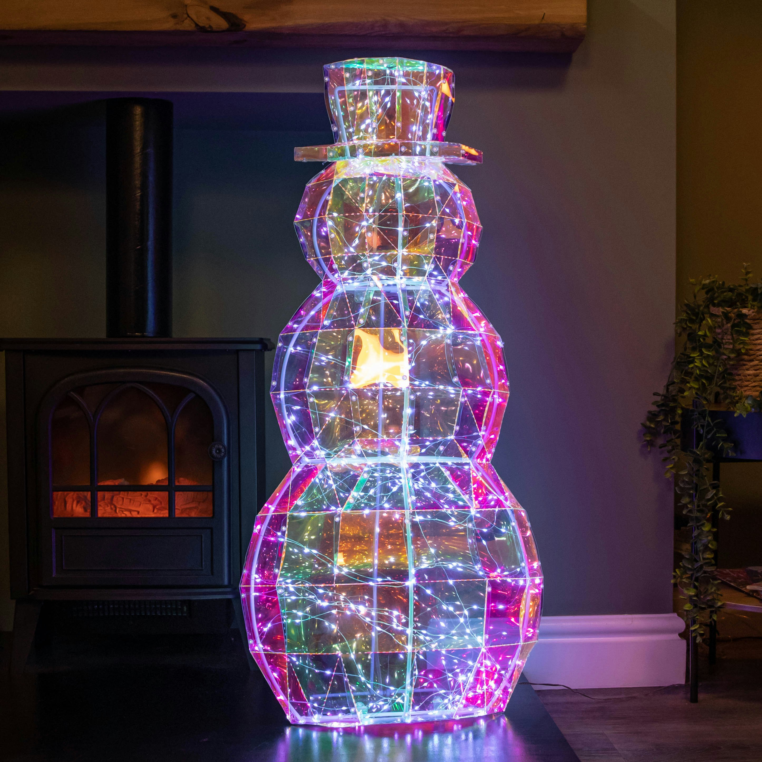 Rackhams White 91Cm Dreamlights Iridescent Christmas Snowman With 400 Leds
