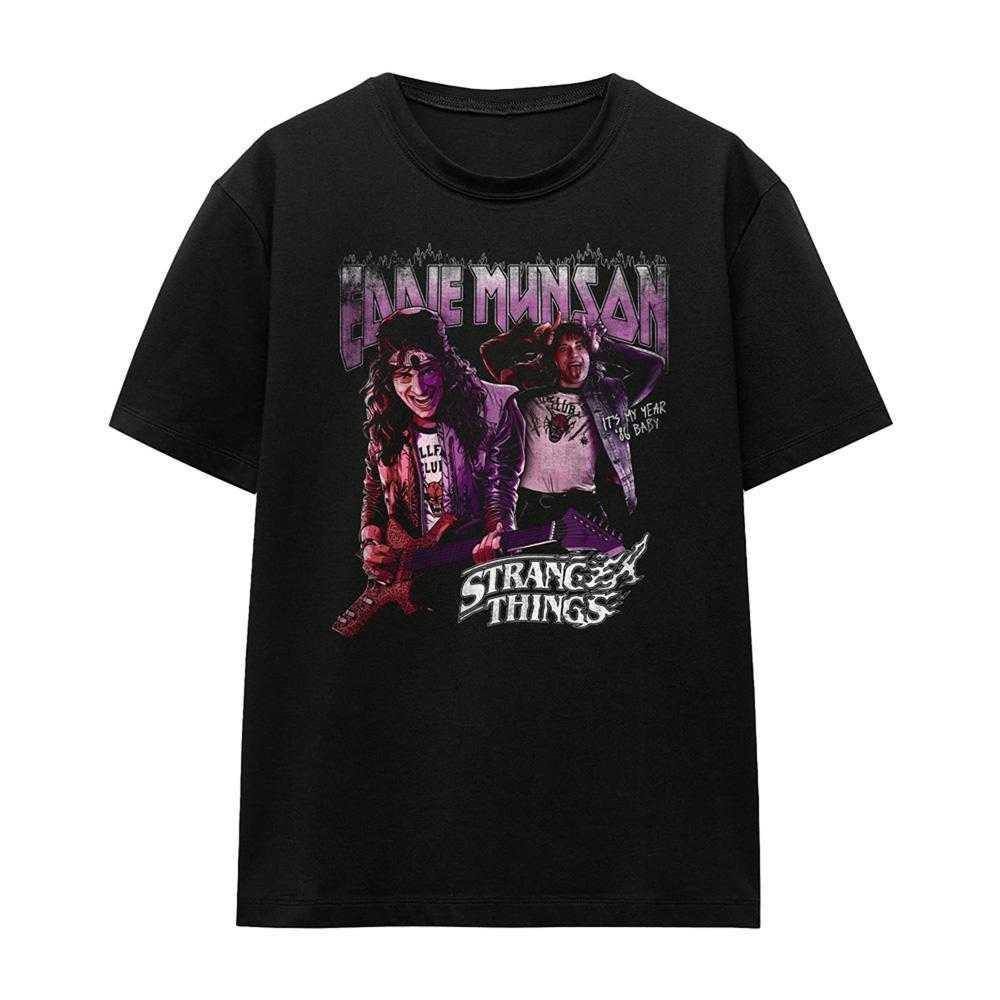 Stranger Things Women's Black 86 Eddie Munson Homage T-Shirt - Xl