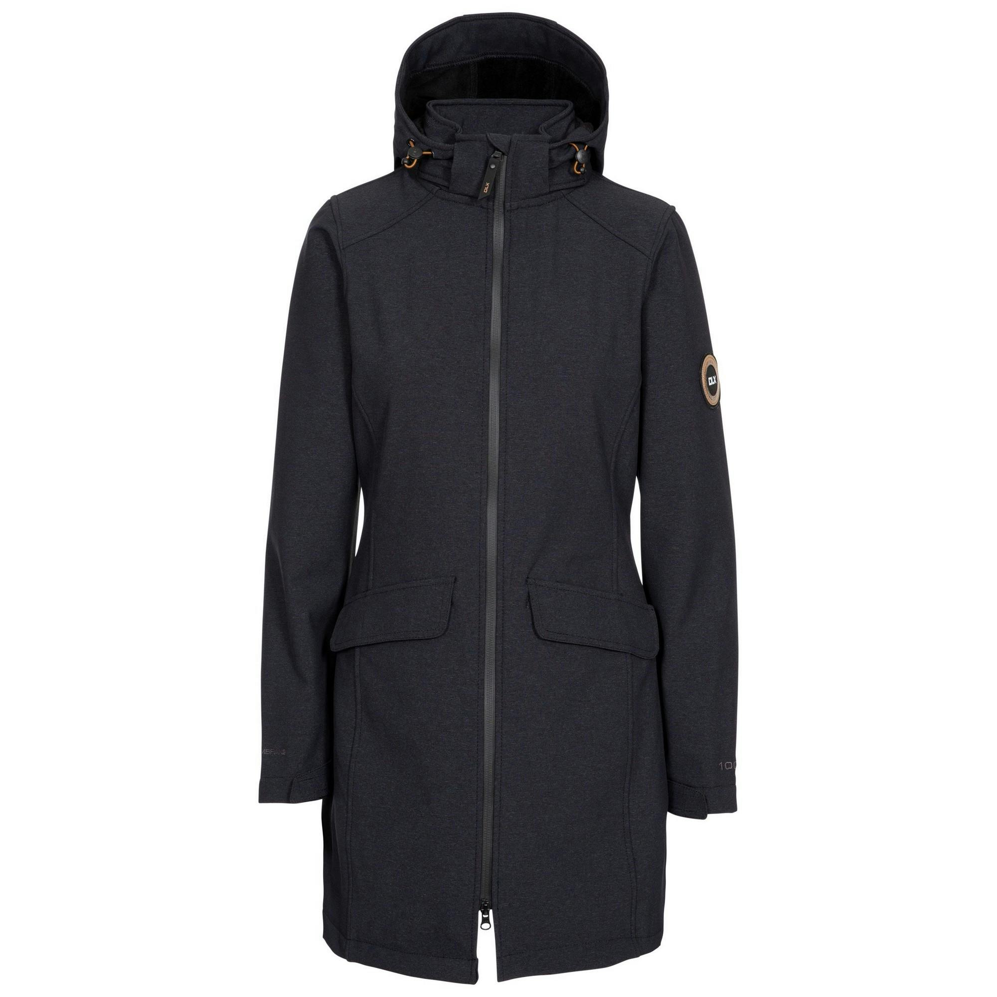 Trespass Women's Black / Maria Dlx Long Length Soft Shell Jacket - Marl - S - Marl - 85% Polyamide/10% Elastane/5% Polyester