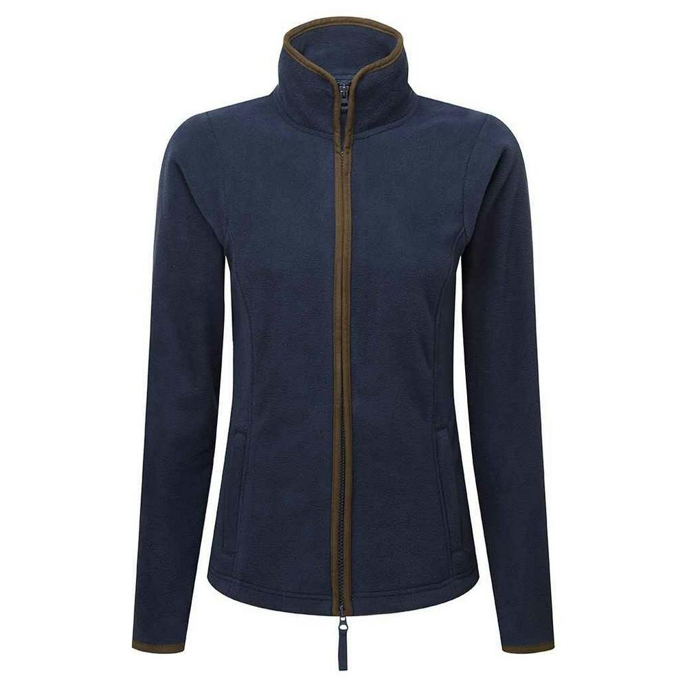 Premier (L, Navy/Brown) Womens/Ladies Artisan Contrast Trim Fleece Jacket - Image 3