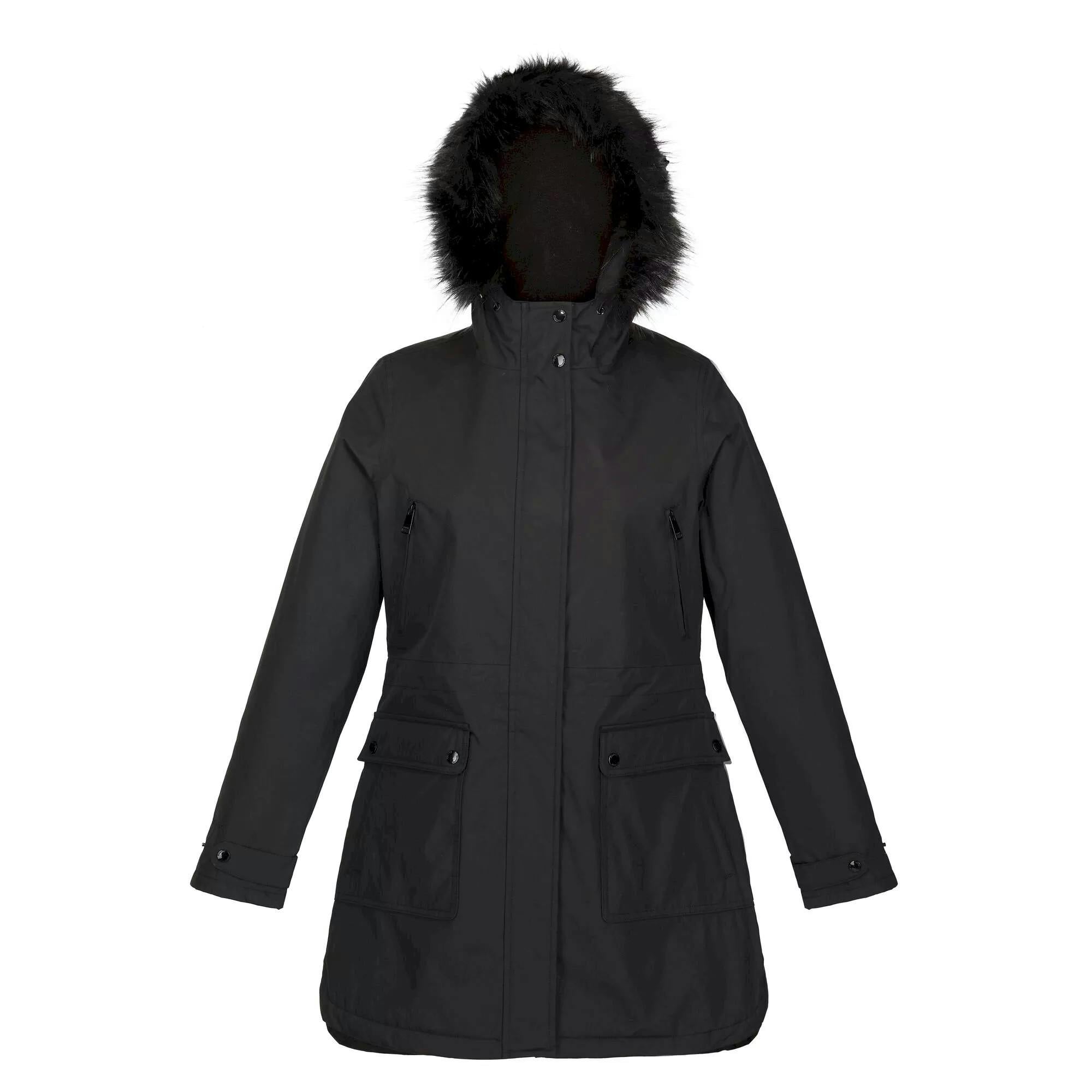 Regatta Women's Black Sabinka Faux Fur Trim Parka - 10 Uk - 100% Polyester