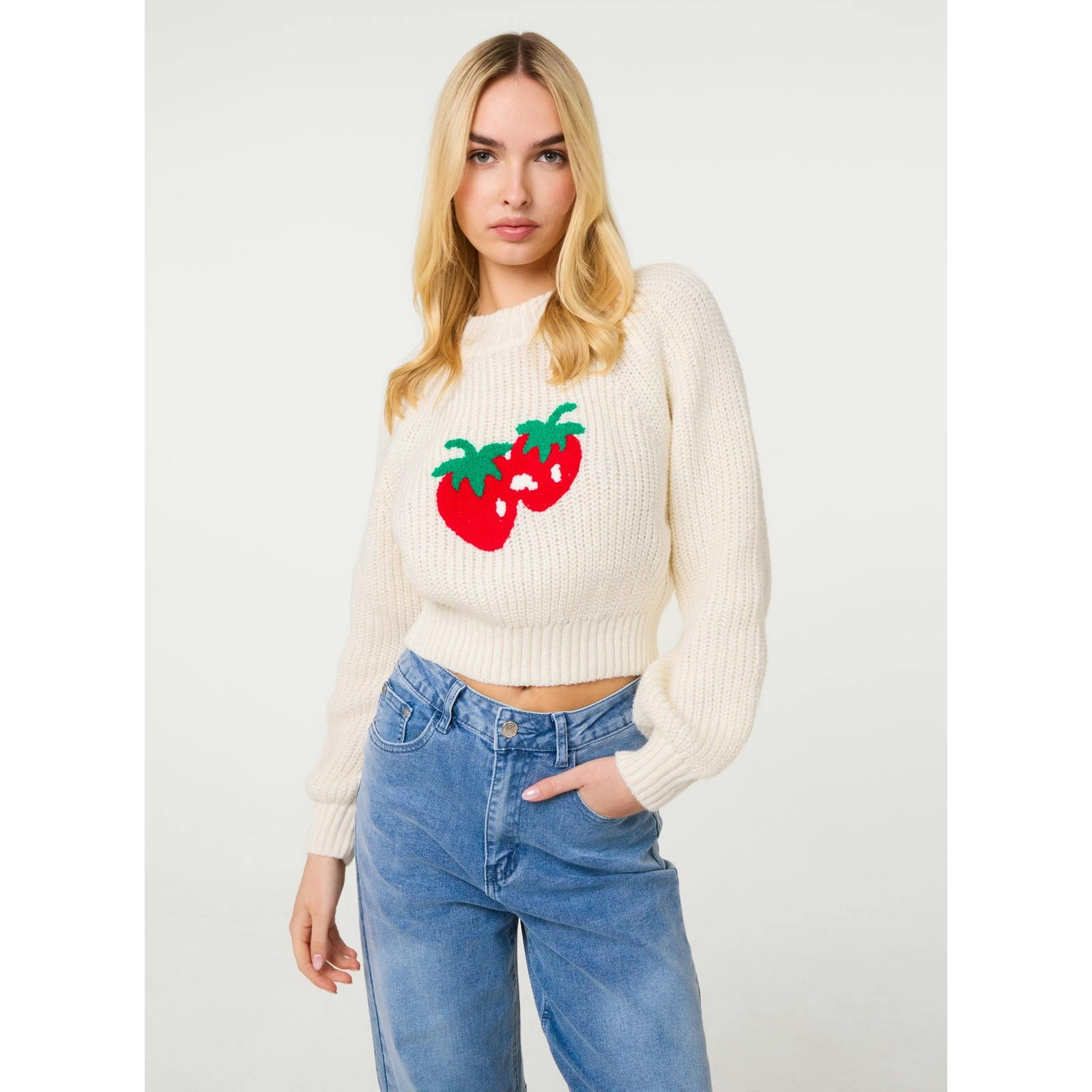 Pink Vanilla Pink/Ivory Vanilla Strawberry Knit Jumper - M-L