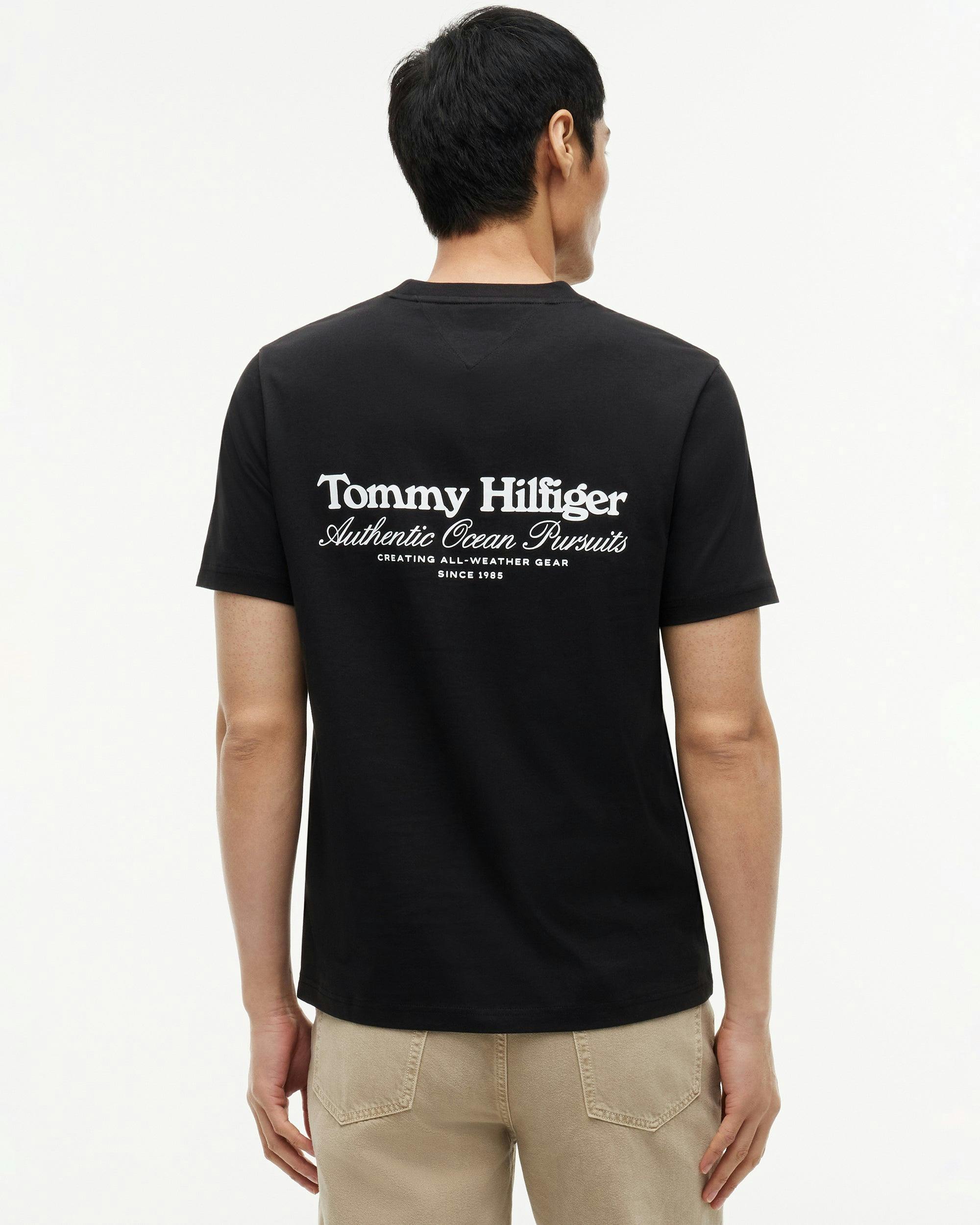 Tommy Hilfiger Men's Black Nautical Back Graphic T-Shirt - Xl