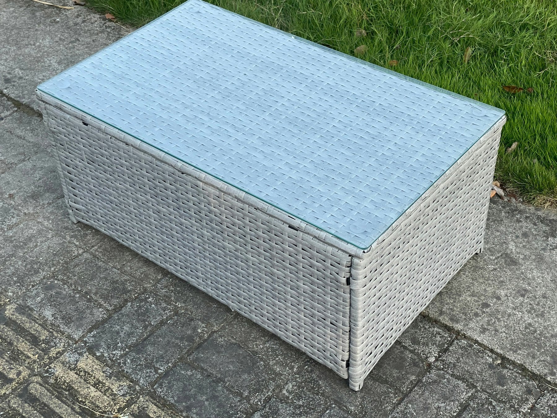 Rackhams Light/Grey Rattan Rectangular Garden Coffee Table - Mixed