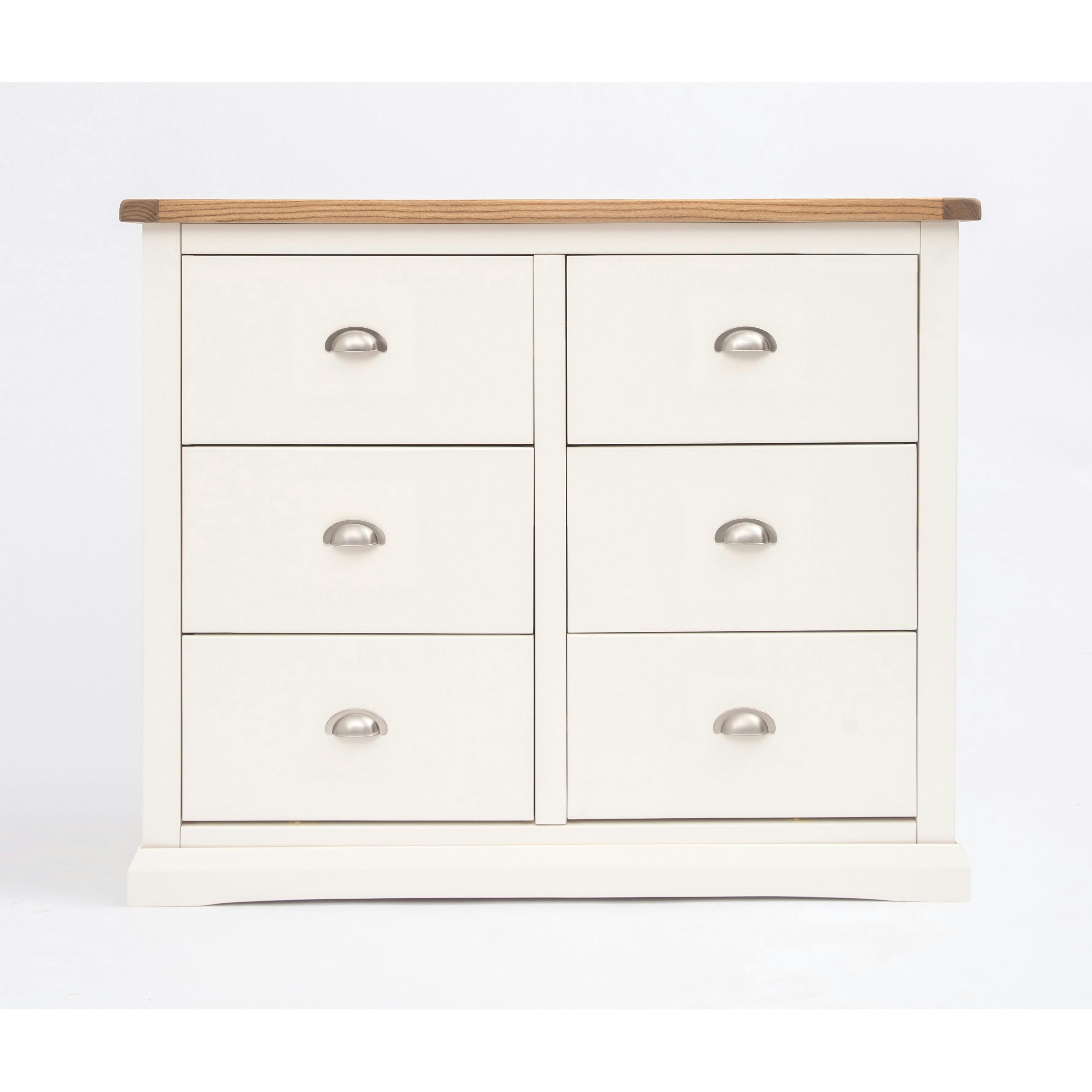 Rackhams White Cosenza 6 Drawer Chest Of Drawers Chrome Cup Handle - Off